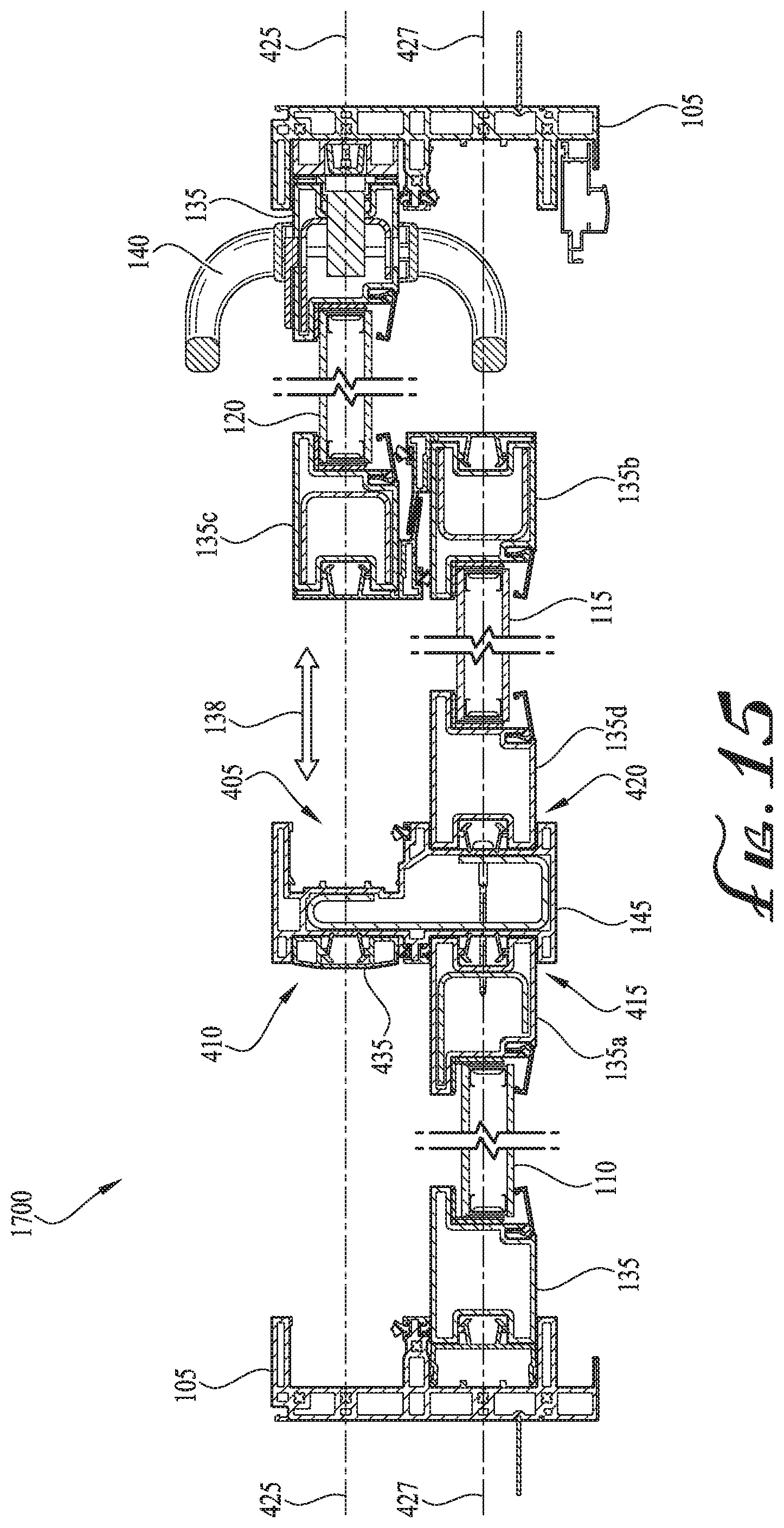 Patent US12104432 Figure 14 – Configurable astragal and snap feature for fenestration systems