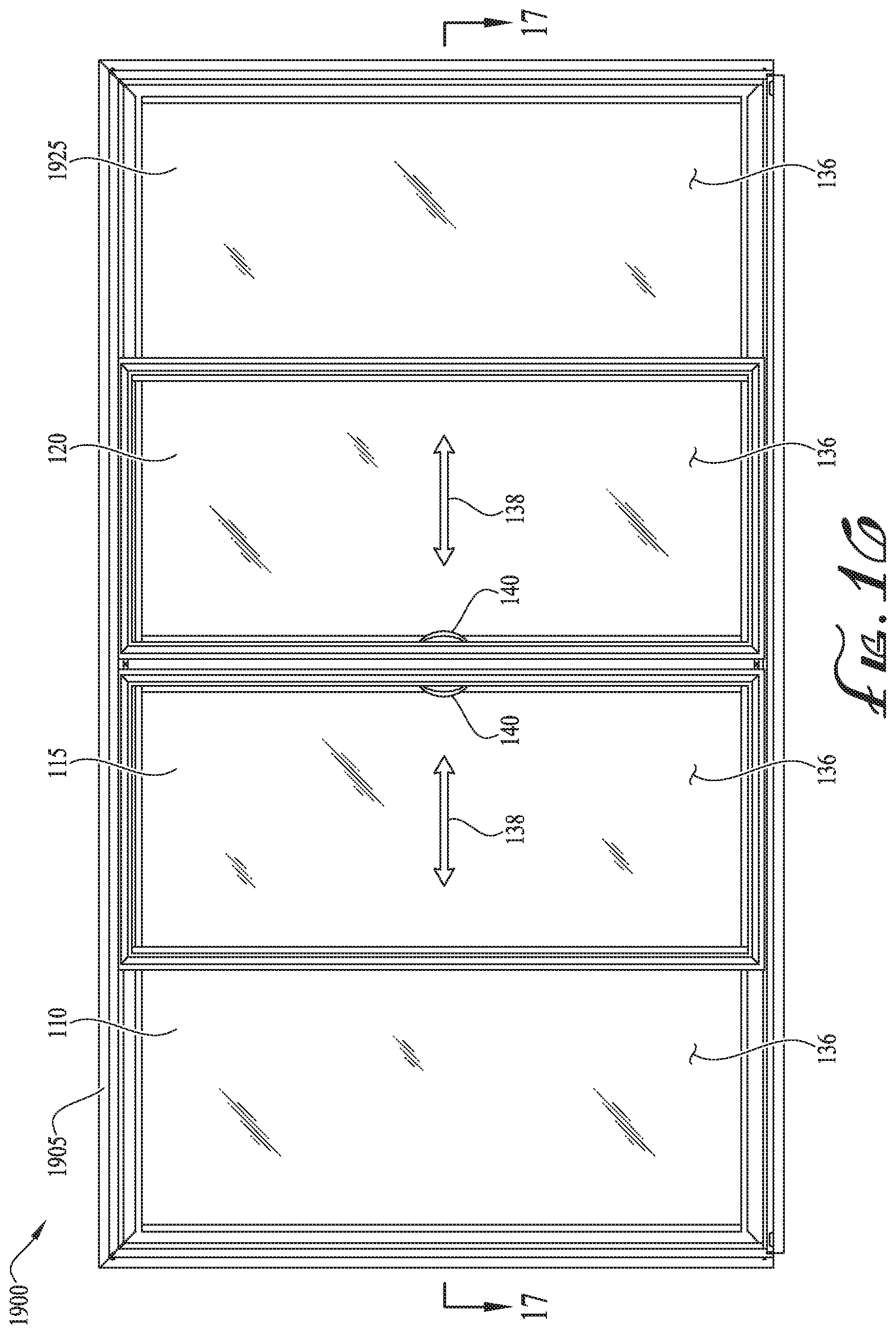 Patent US12104432 Figure 15 – Configurable astragal and snap feature for fenestration systems