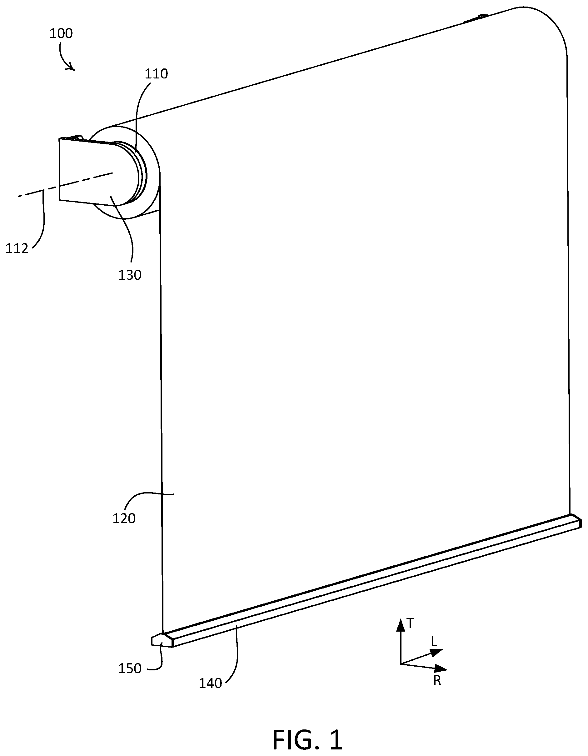Patent US12104437 Figure 1 – Window treatment hembar