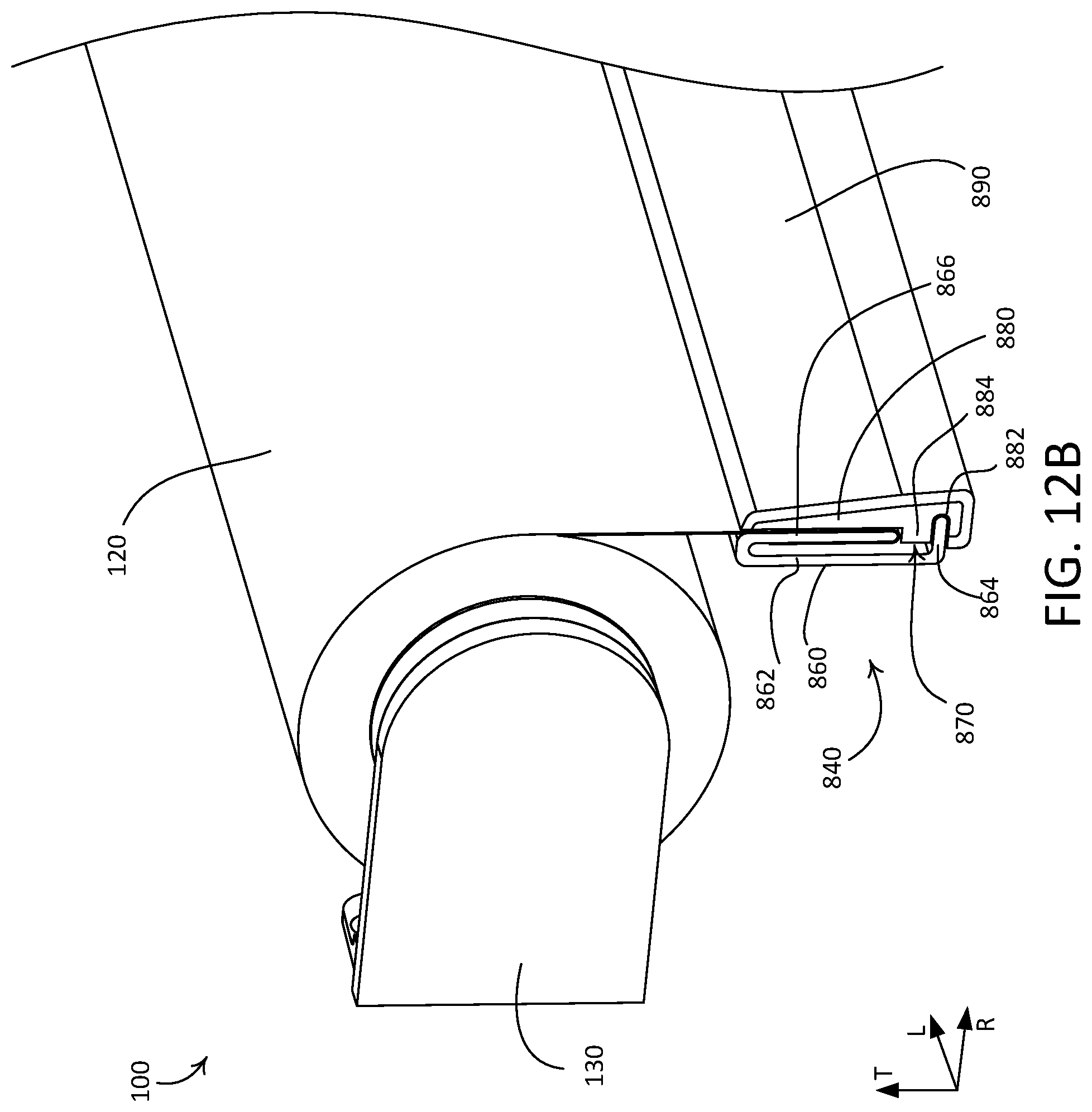 Patent US12104437 Figure 13 – Window treatment hembar