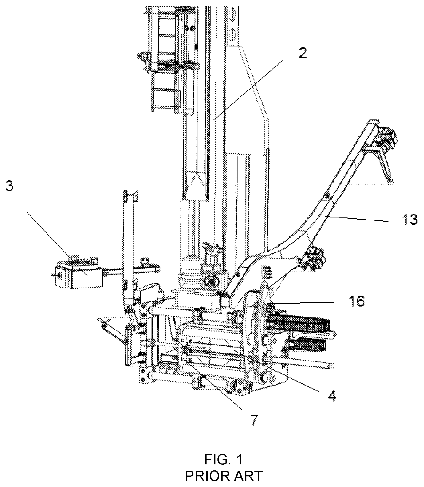 Patent US12104444 Figure 1 – Handling device for drilling bars or pipes of different sizes