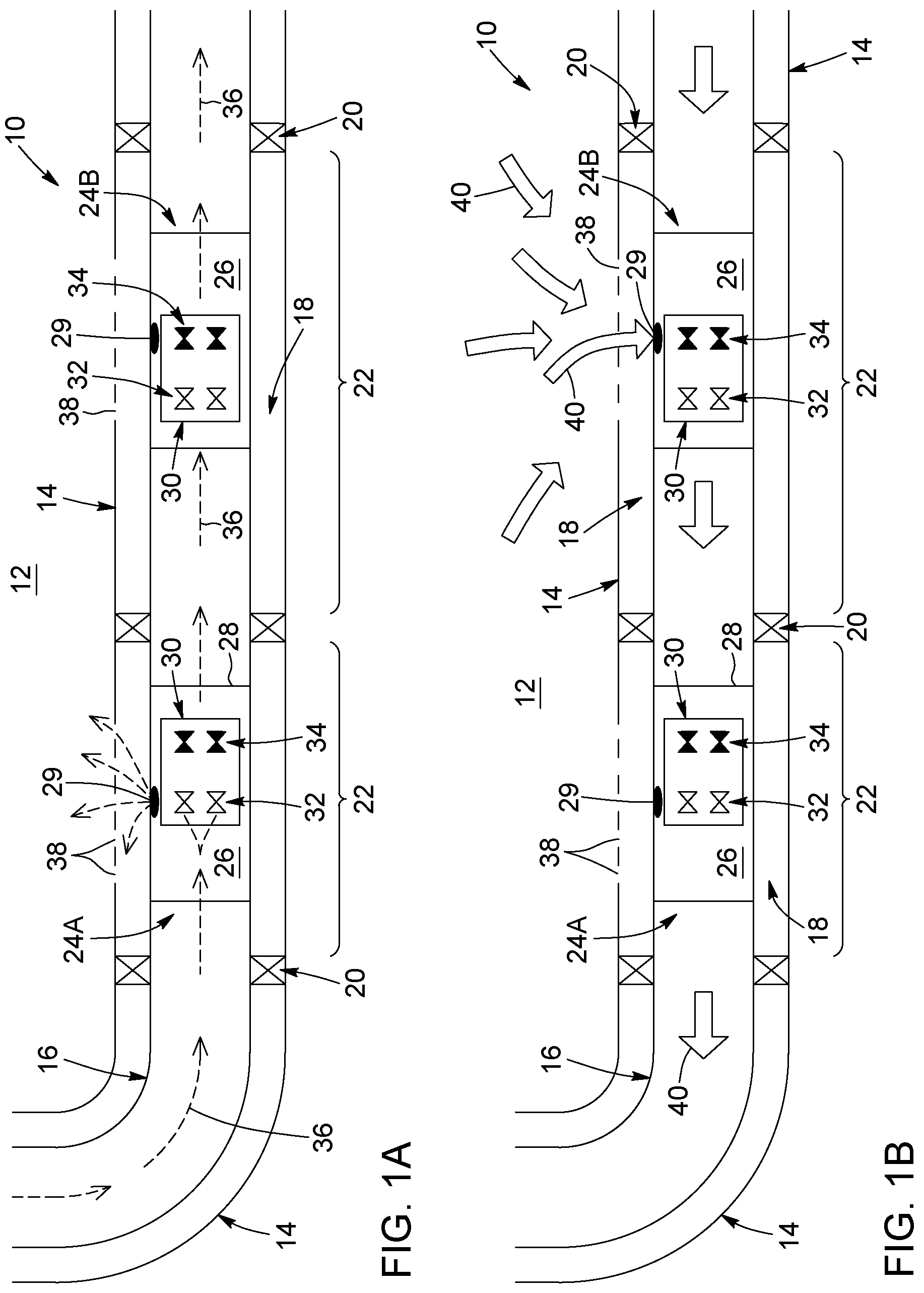 Patent US12104461 Figure 1 – Asynchronous frac-to-frac operations for hydrocarbon recovery and valve systems