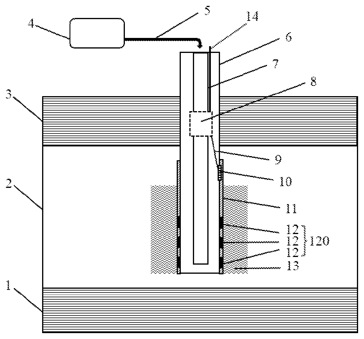 Patent US12104463 — Magnetofluid enhanced electromagnetic heating device and method for preventing and treating secondary hydrates around well — Figure 1