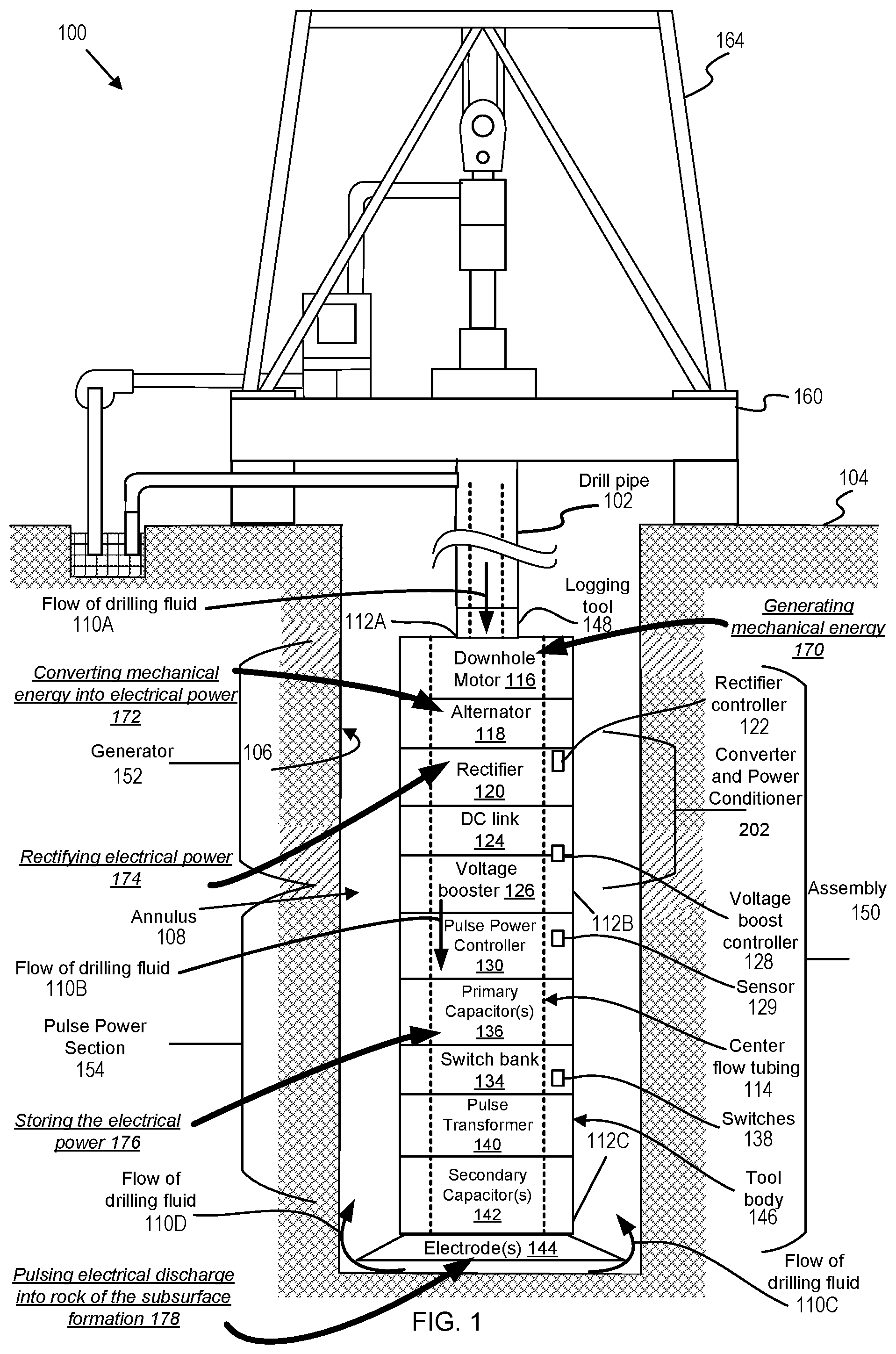Patent US12104466 Figure 1 – Selective electrode usage for directional pulse power drilling from a single power source