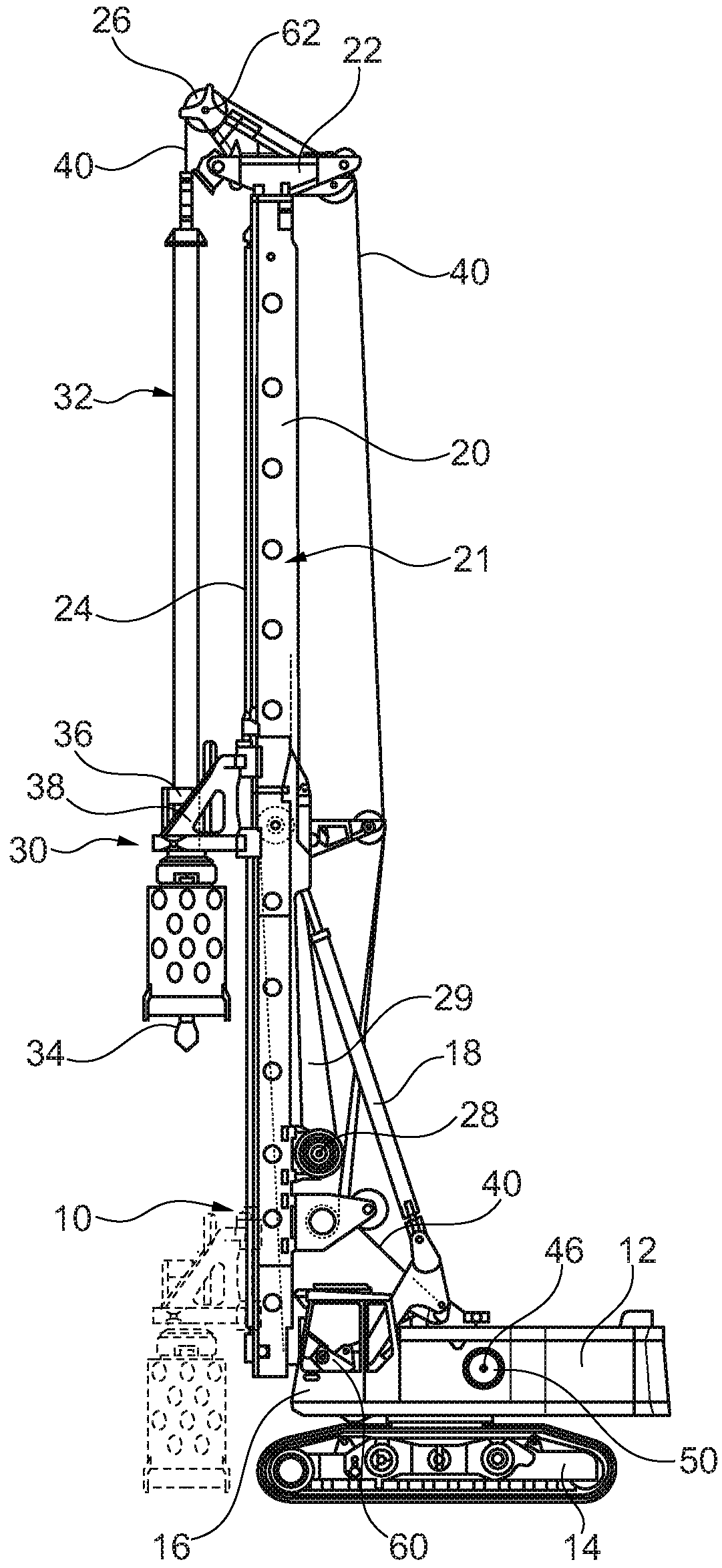 Patent US12104488 Figure 1 – Construction machine and method for operating a construction machine