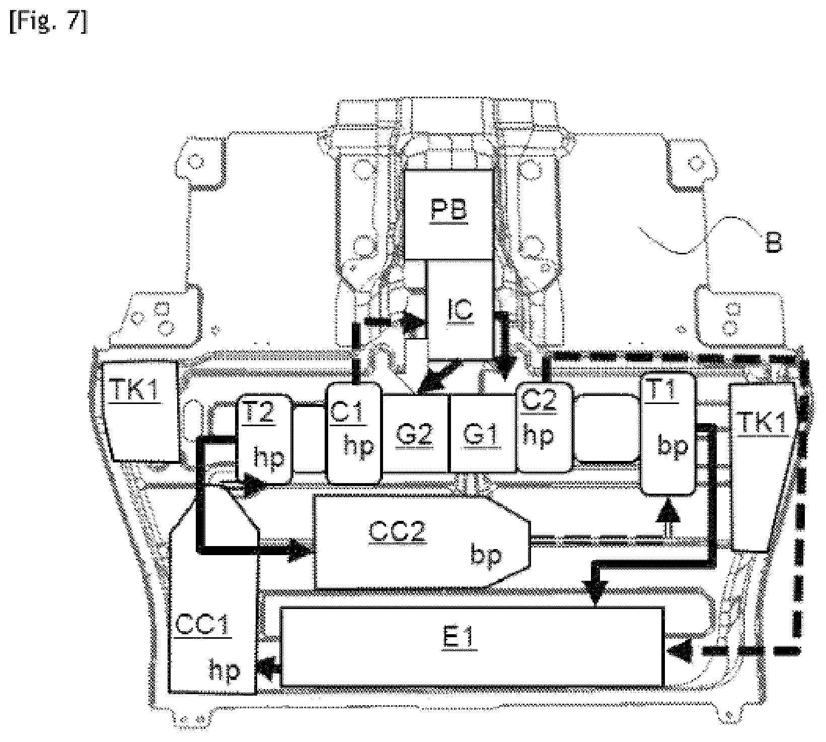 Patent US12104494 Figure 6 – Turbine engine device with power system generator, and vehicle comprising such a device