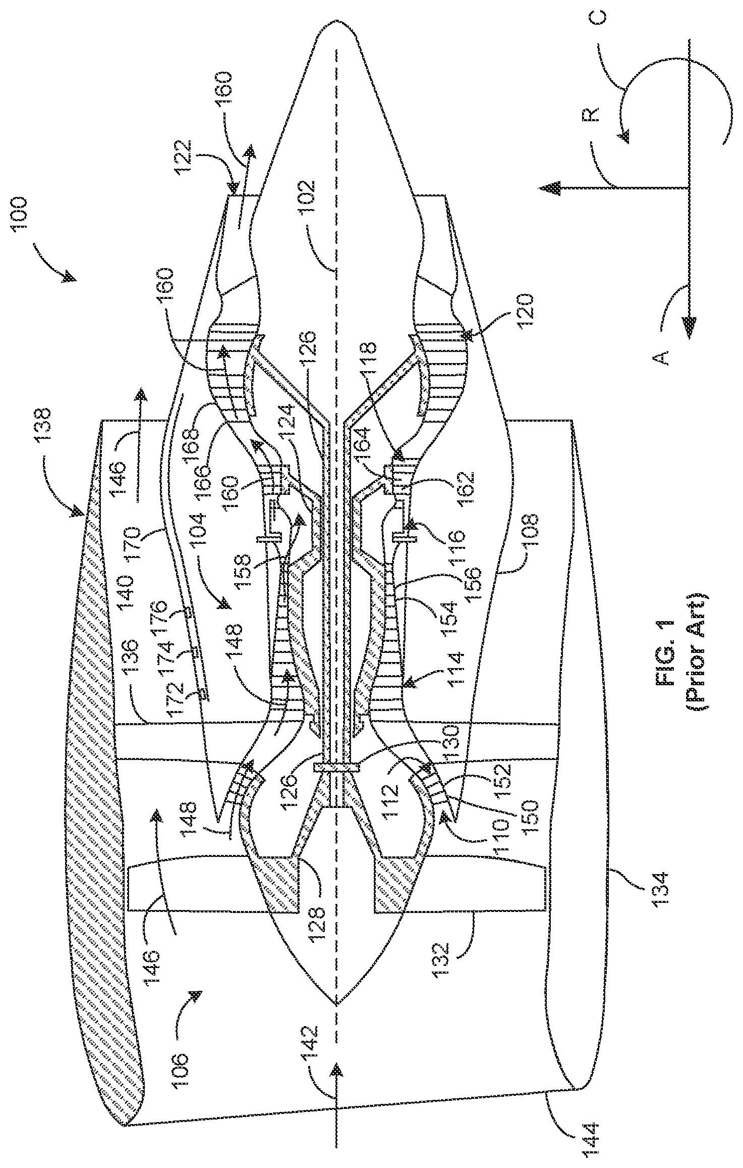 Patent US12104501 Figure 1 – Cantilevered airfoils and methods of forming the same