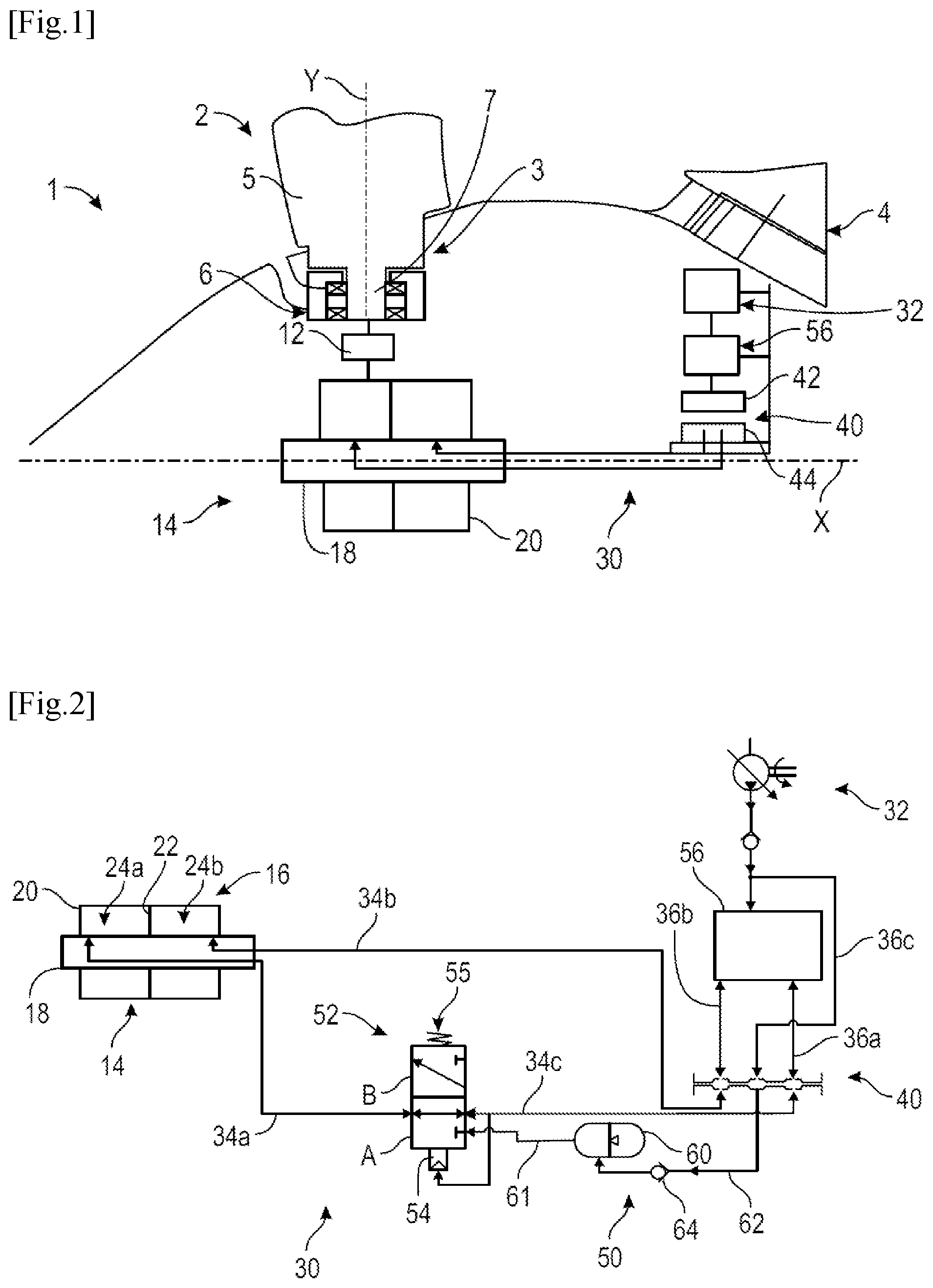 Patent US12104504 Figure 1 – Device for setting the pitch of blades for a turbine engine, and turbine engine comprising same