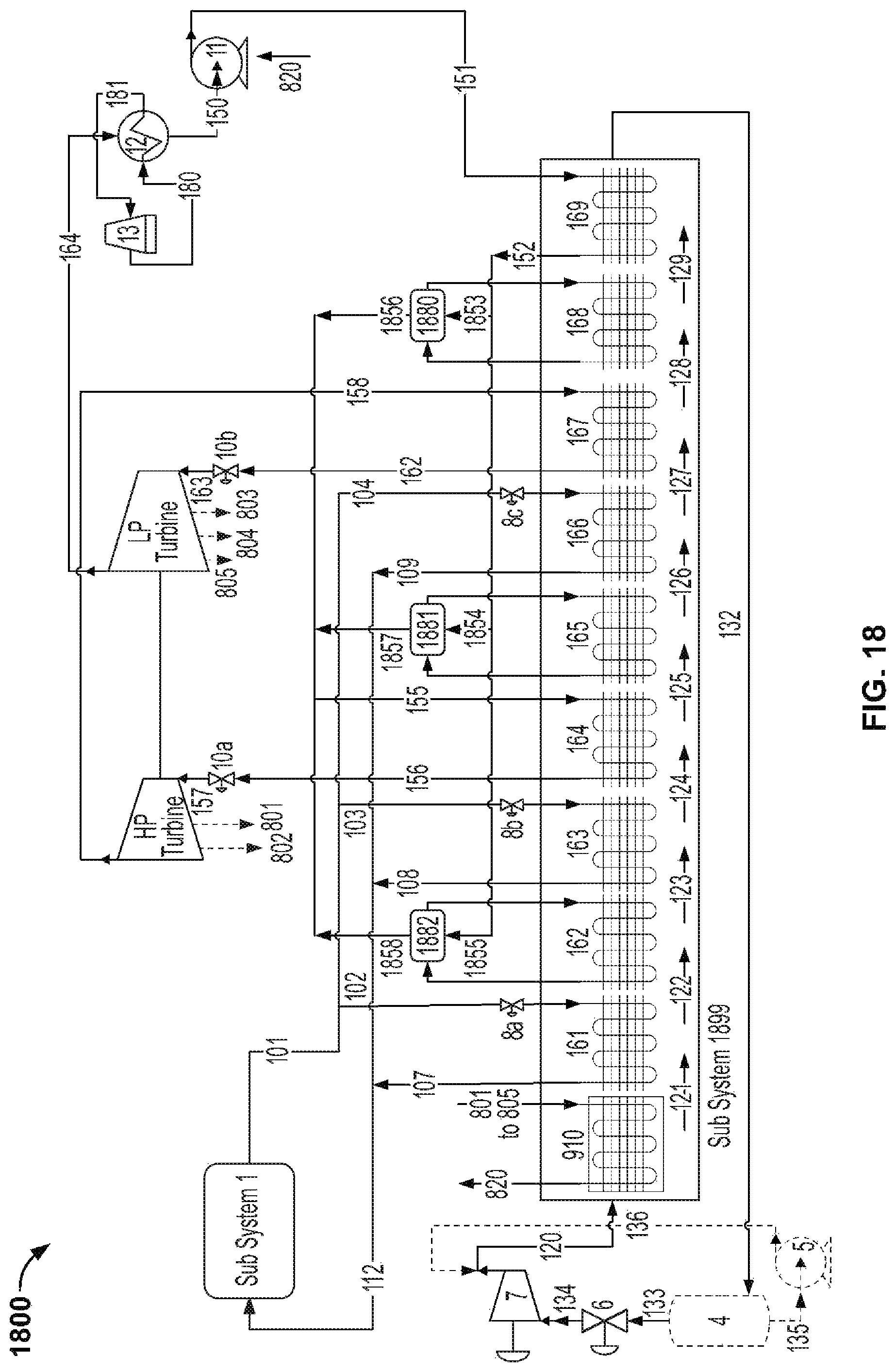 Patent US12104505 Figure 20 – System and method for the generation of heat and power using multiple loops comprising a primary heat transfer loop, a power cycle loop and an intermediate heat transfer loop