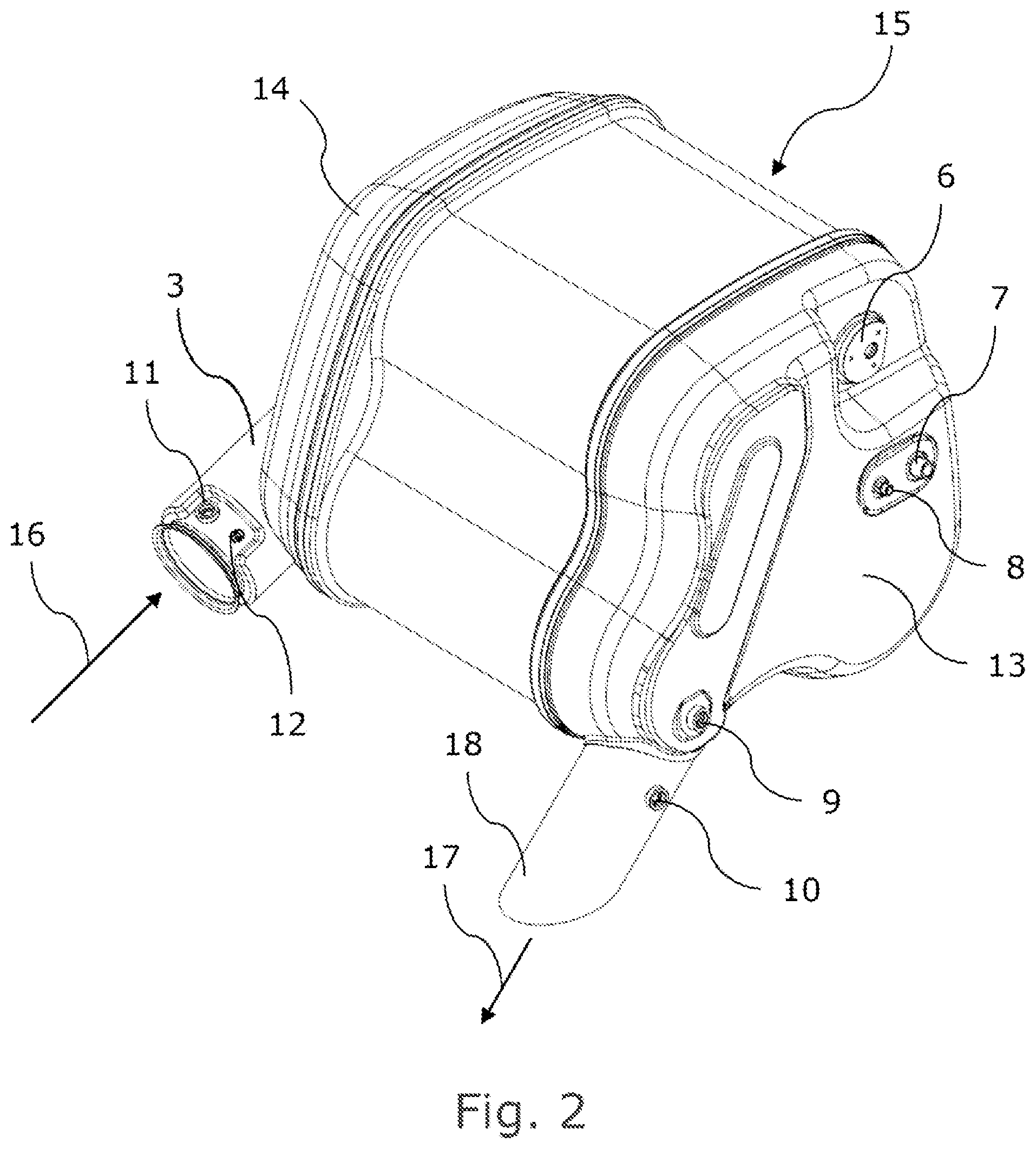 Patent US12104513 Figure 2 – Compact exhaust gas treatment system with serviceable filter