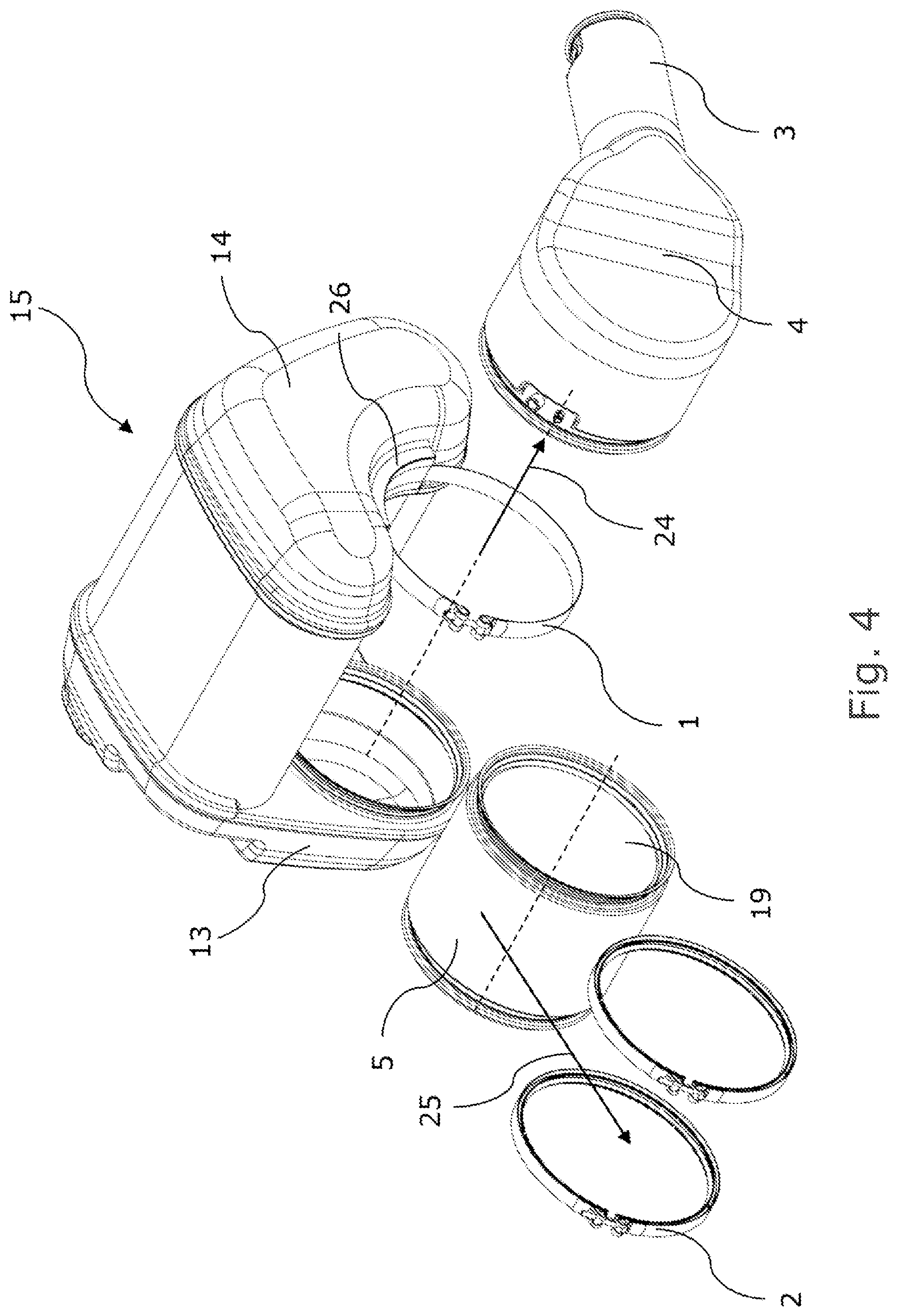 Patent US12104513 Figure 4 – Compact exhaust gas treatment system with serviceable filter