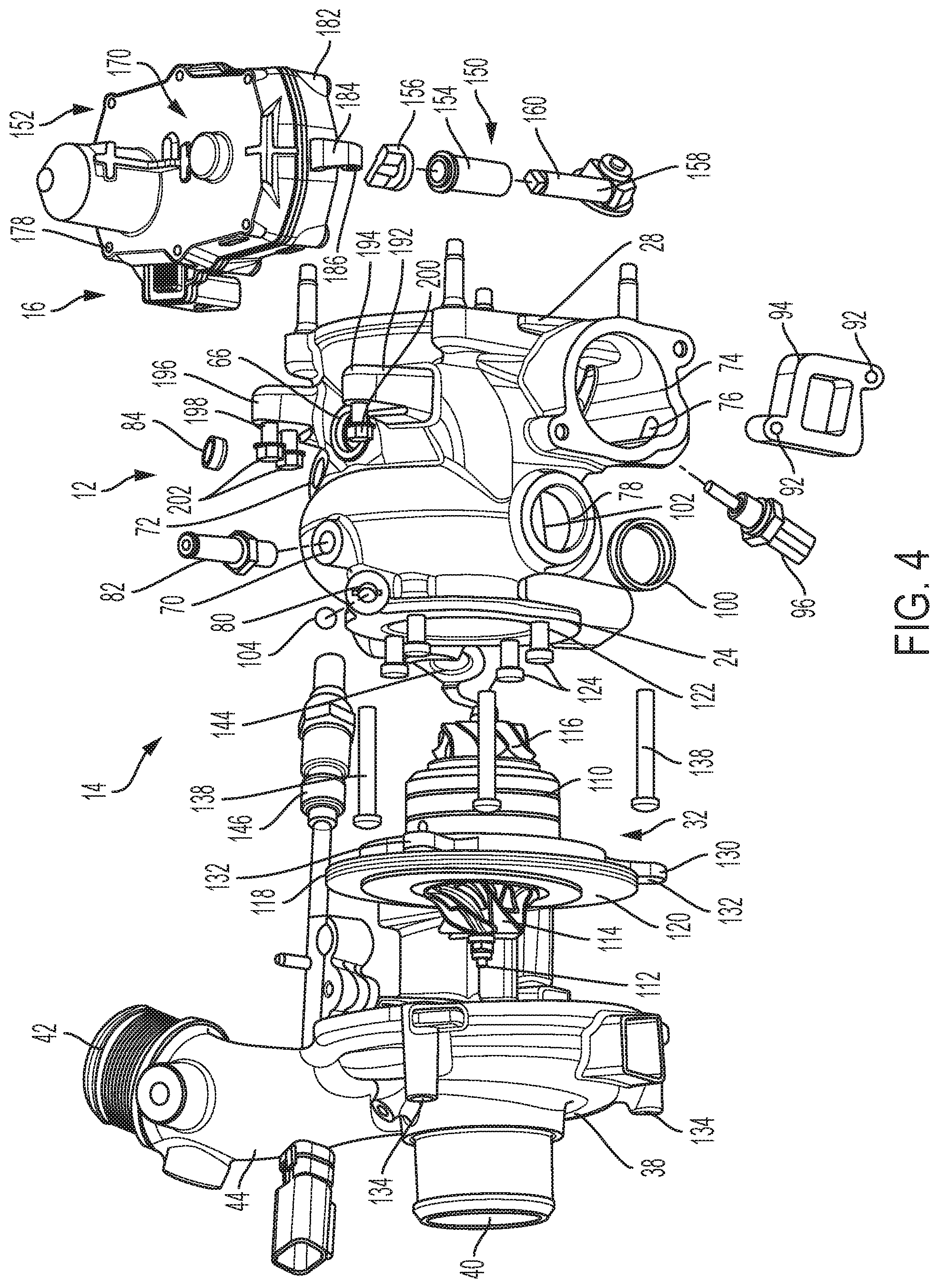 Patent US12104520 Figure 3 – Cylinder head with integrated turbocharger