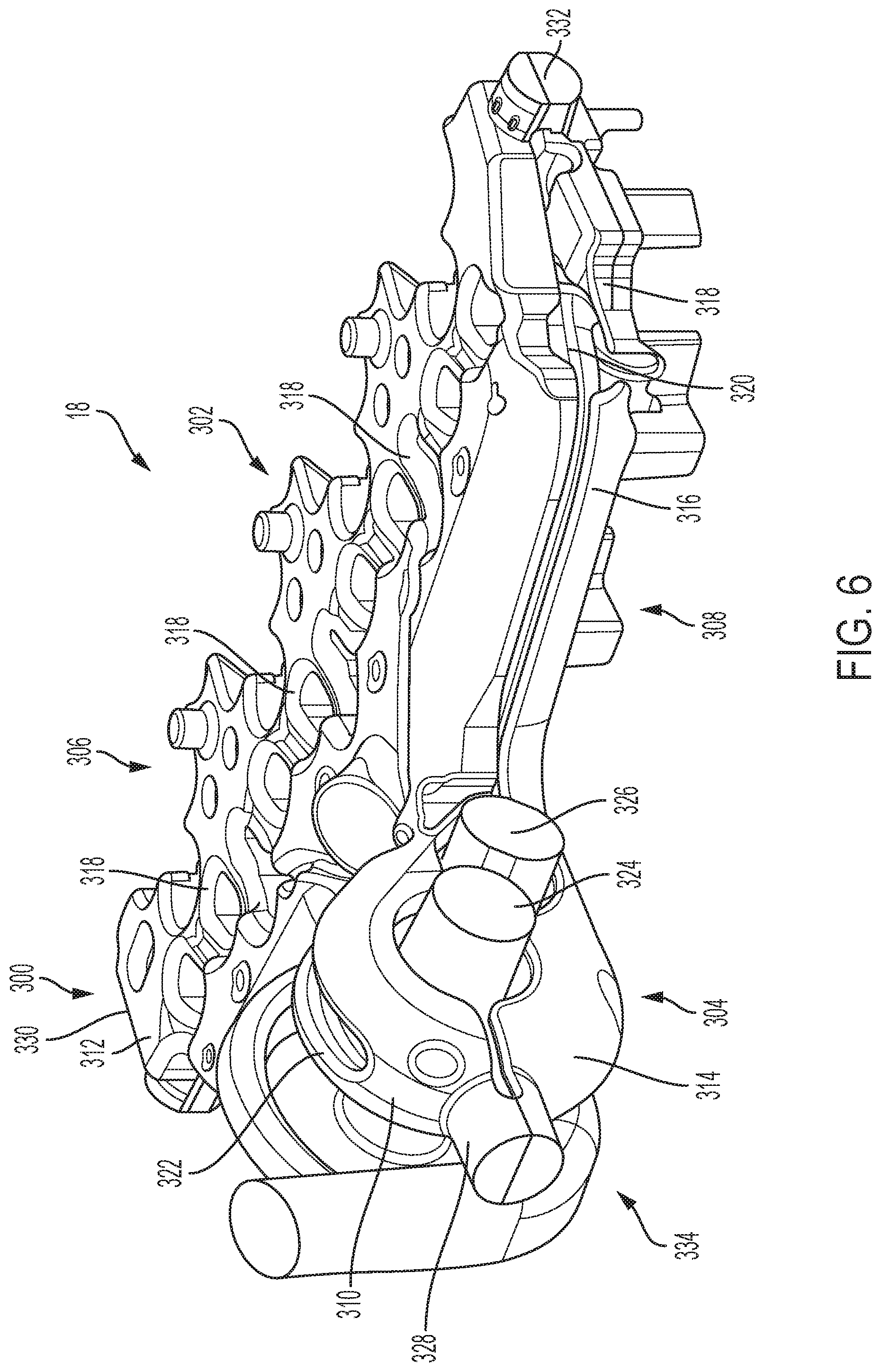 Patent US12104520 Figure 5 – Cylinder head with integrated turbocharger