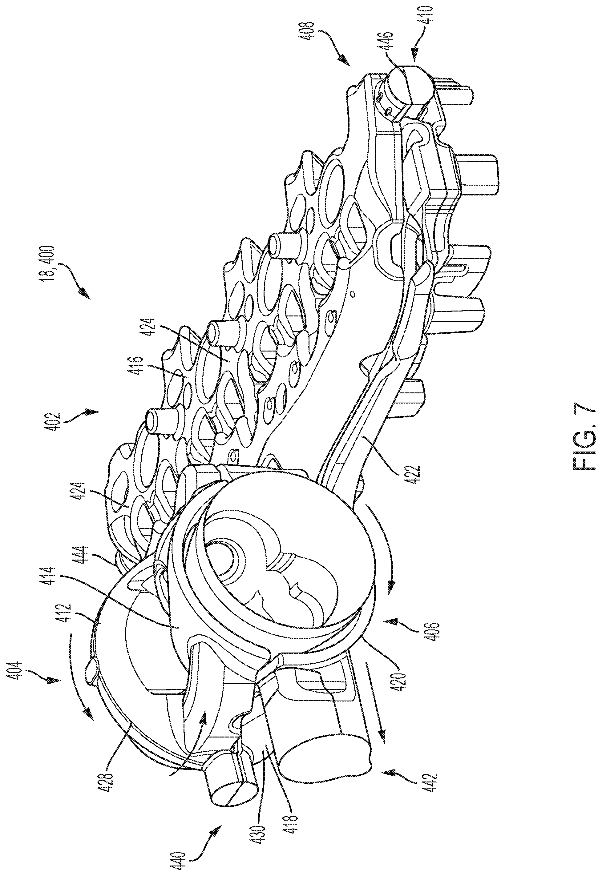 Patent US12104520 Figure 6 – Cylinder head with integrated turbocharger