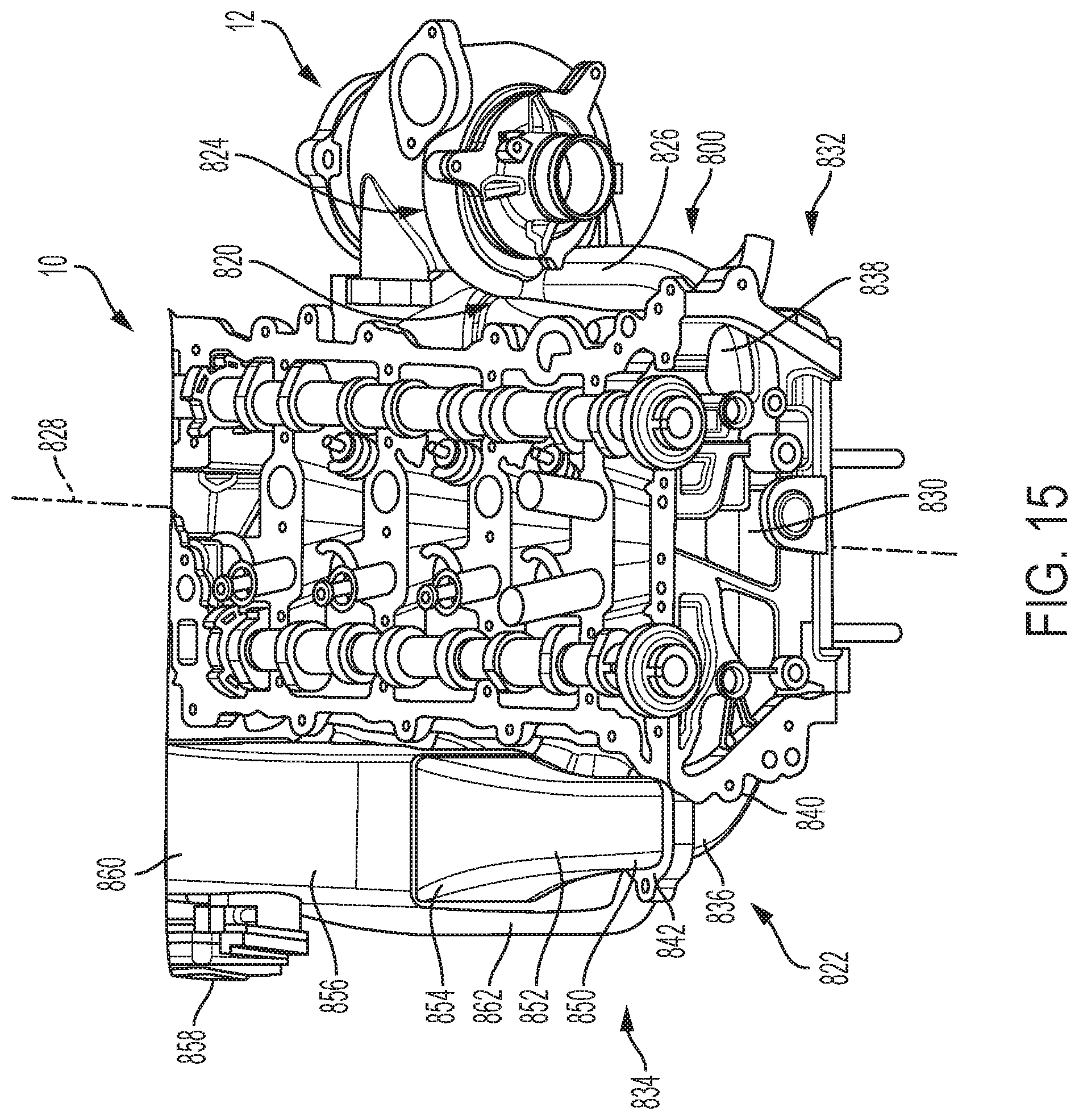 Patent US12104520 Figure 12 – Cylinder head with integrated turbocharger