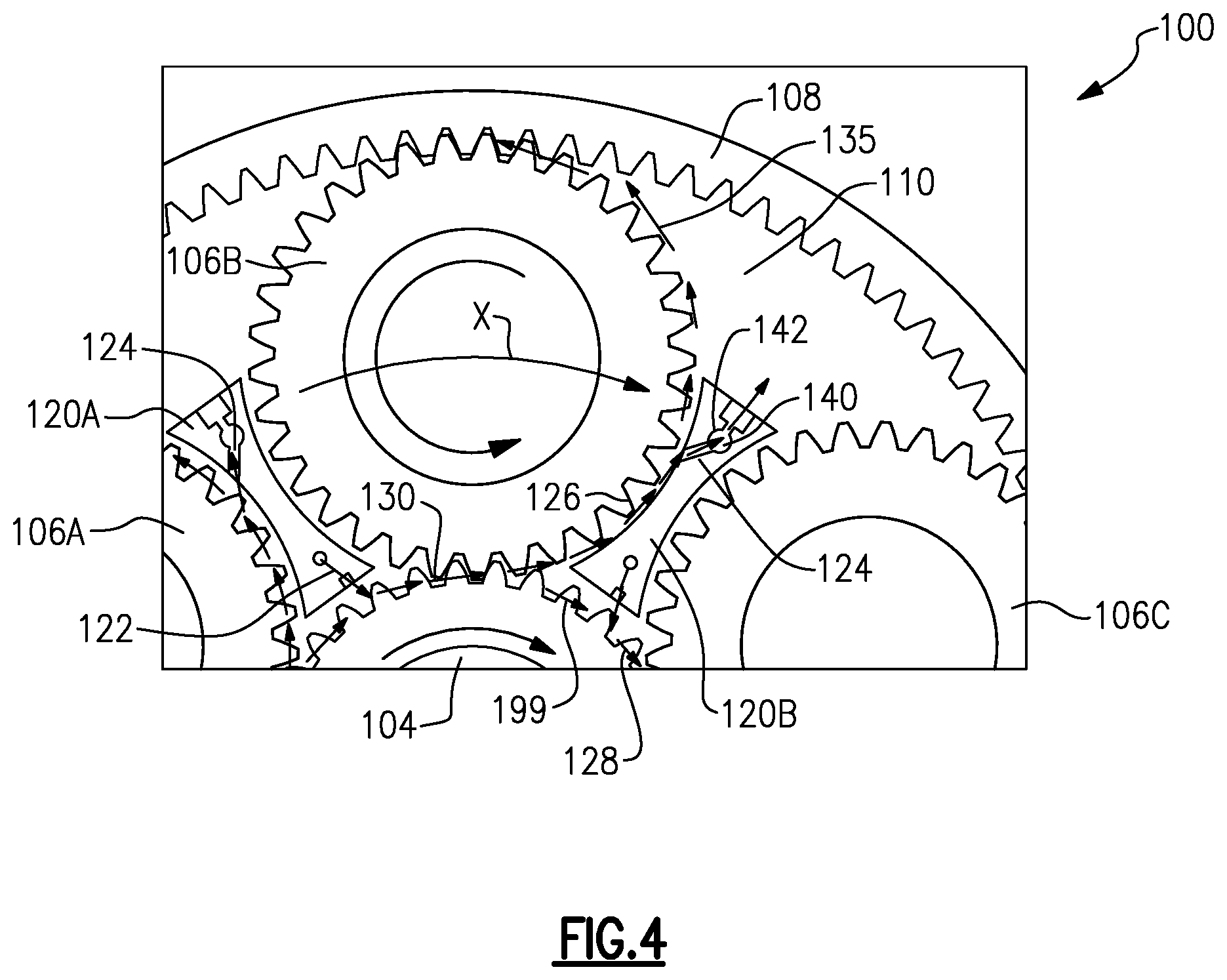 Patent US12104527 Figure 4 – Geared gas turbine engine with combined spray bar and scavenge component