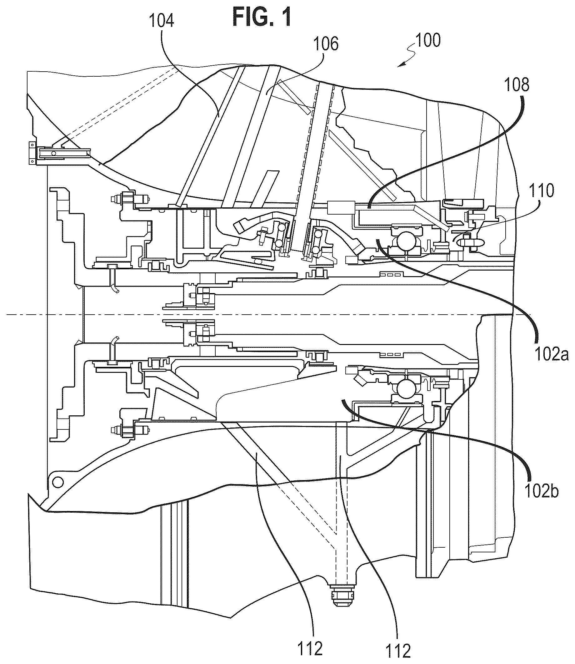 Patent US12104528 Figure 1 – Forced air supply system for engine cavity under negative-G force