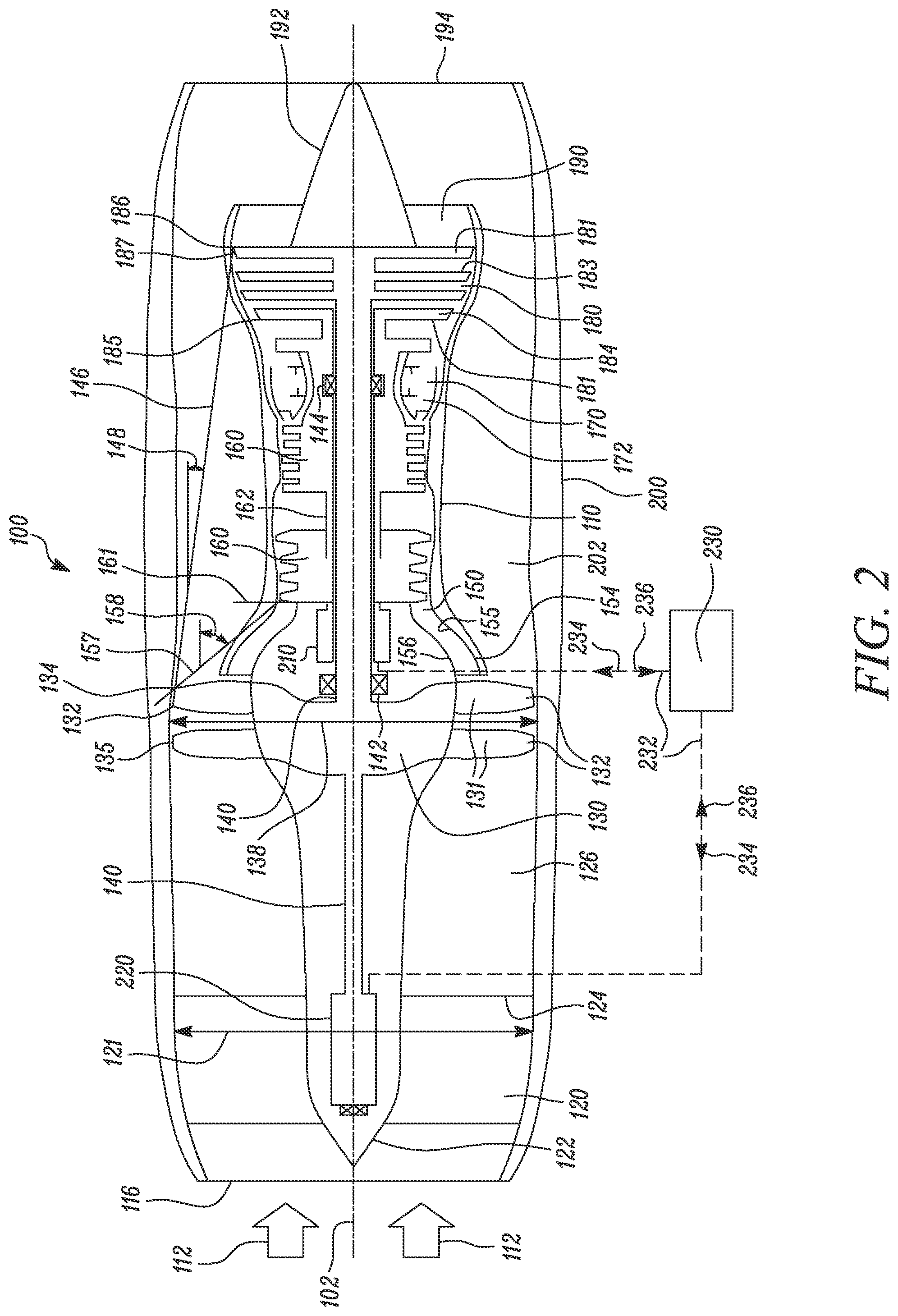 Patent US12104530 Figure 2 – Gas turbine engine