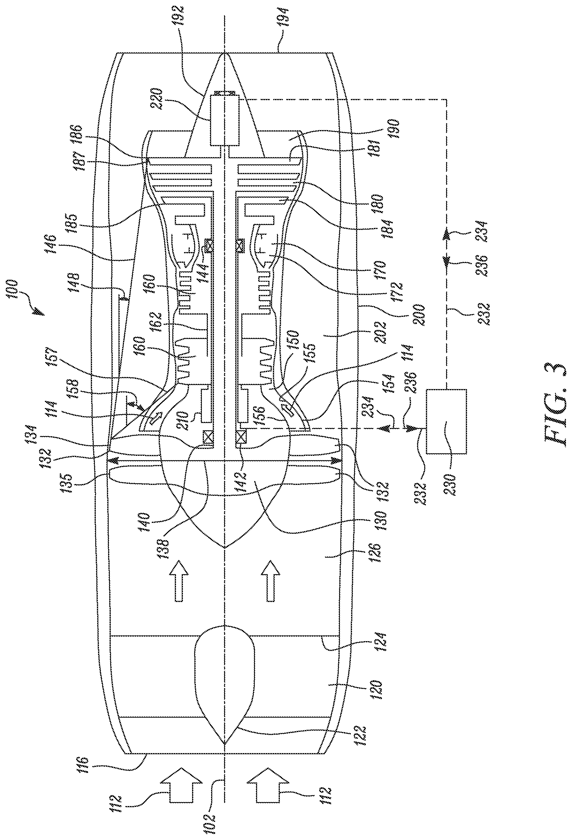 Patent US12104530 Figure 3 – Gas turbine engine