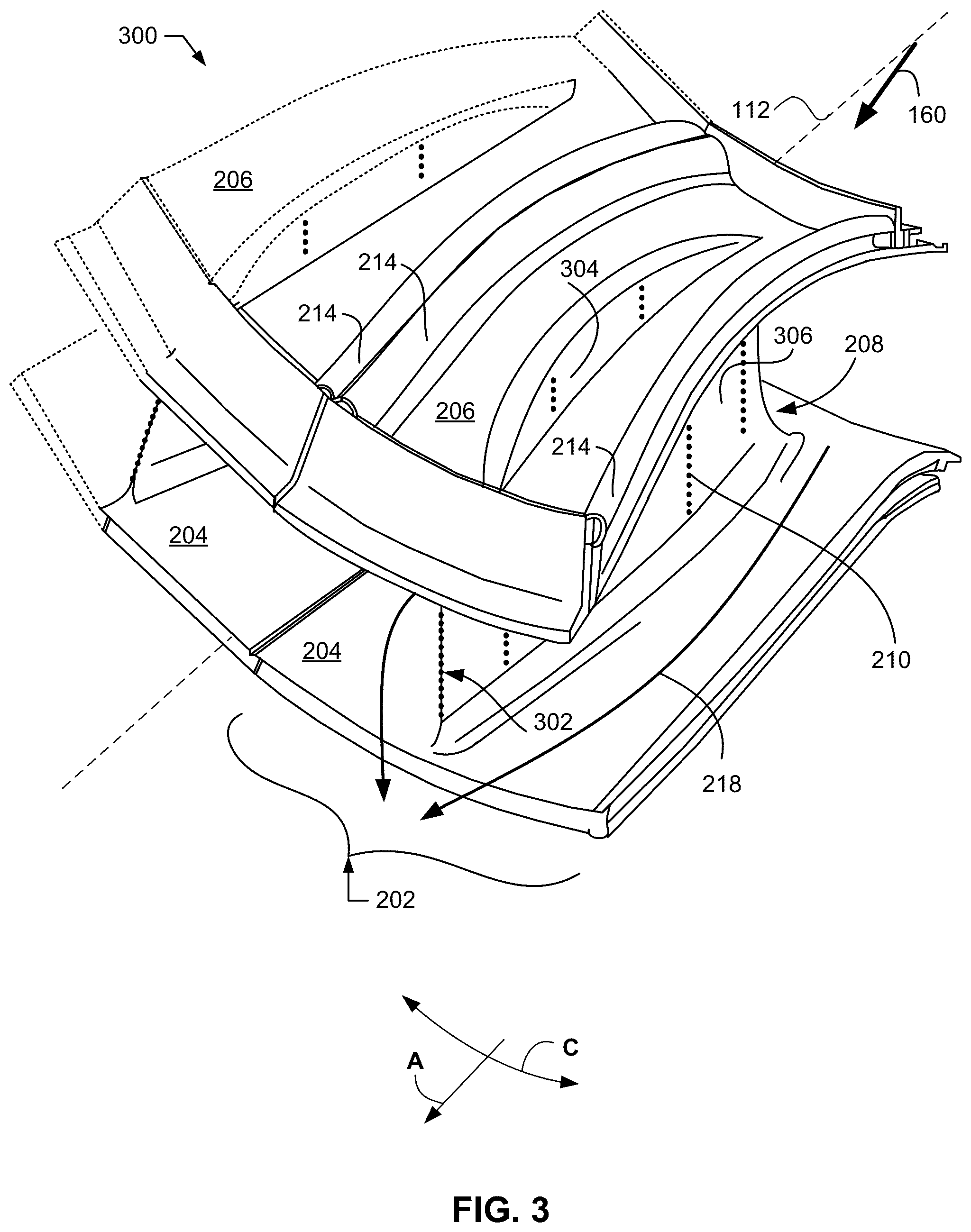 Patent US12104533 Figure 3 – Methods and apparatus for gas turbine frame flow path hardware cooling