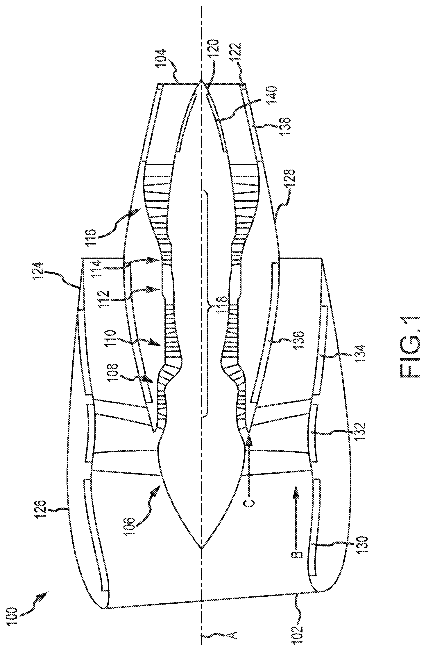 Patent US12104536 Figure 1 – Nacelle liner comprising unit cell resonator networks
