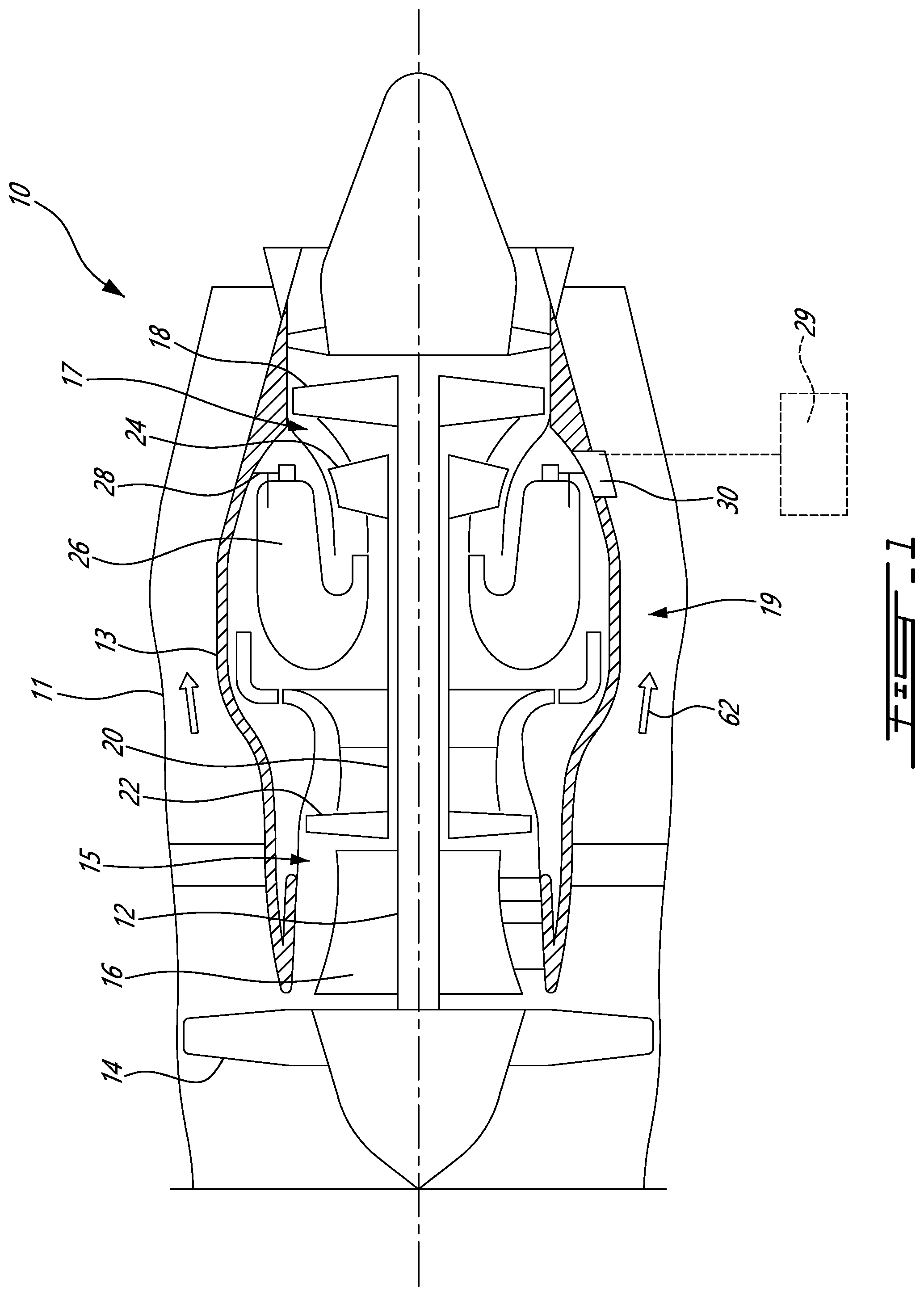 Patent US12104537 Figure 1 – Engine accessory fire shield
