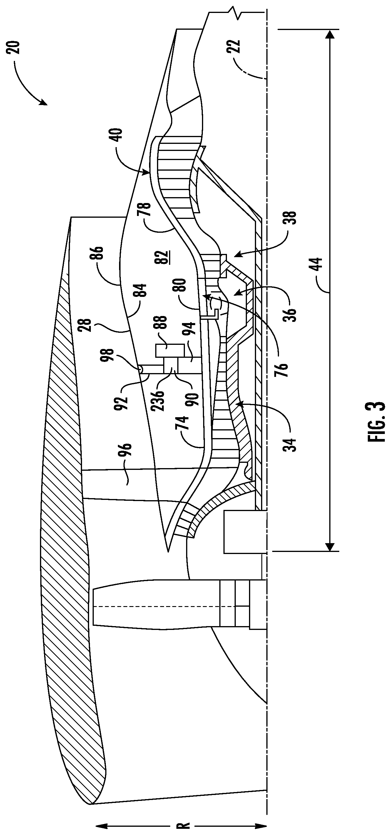 Patent US12104539 Figure 3 – Gas turbine engine