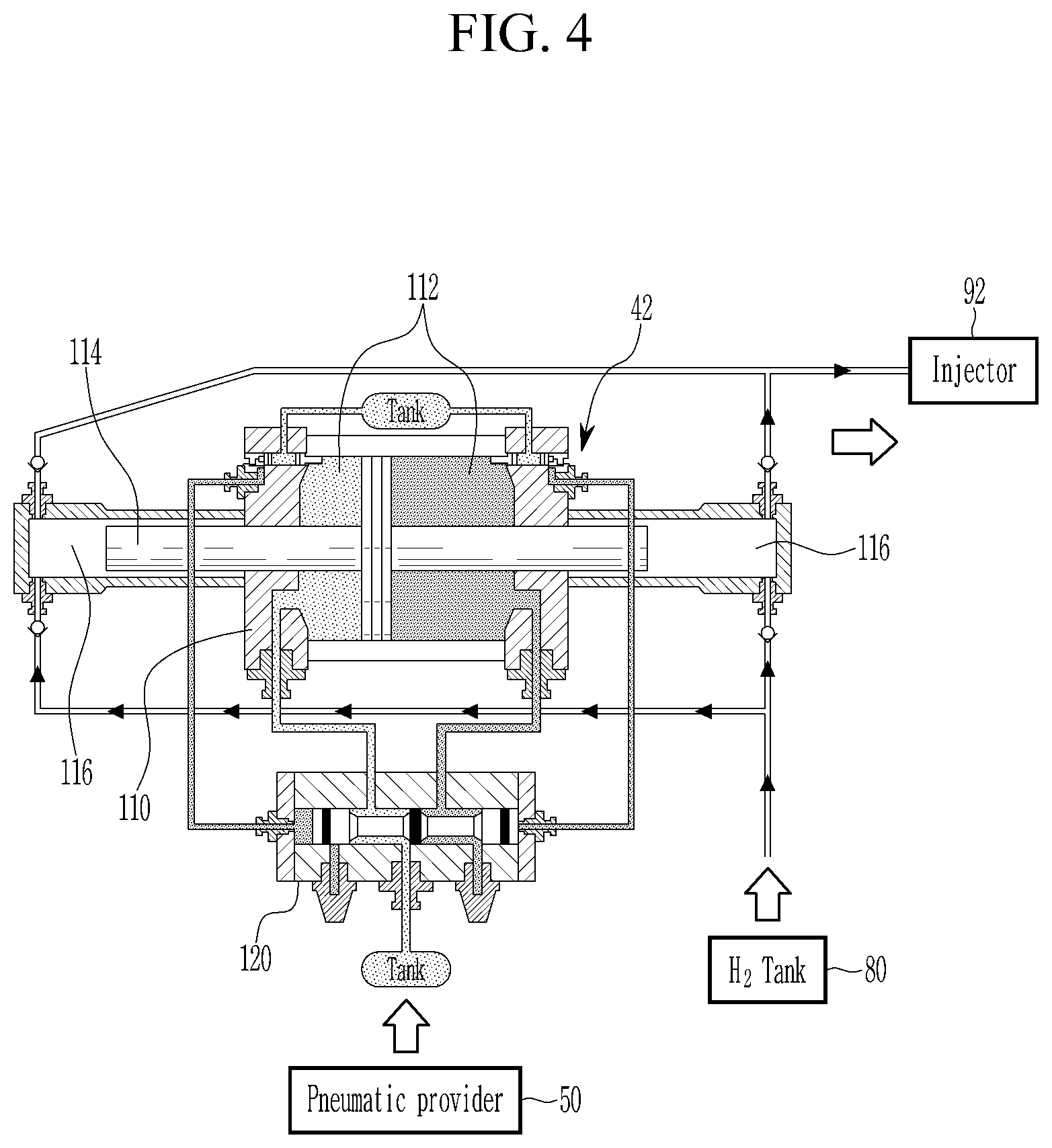 Patent US12104543 Figure 4 – Hydrogen pressure maintaining system of hydrogen fuel engine and control method for the same