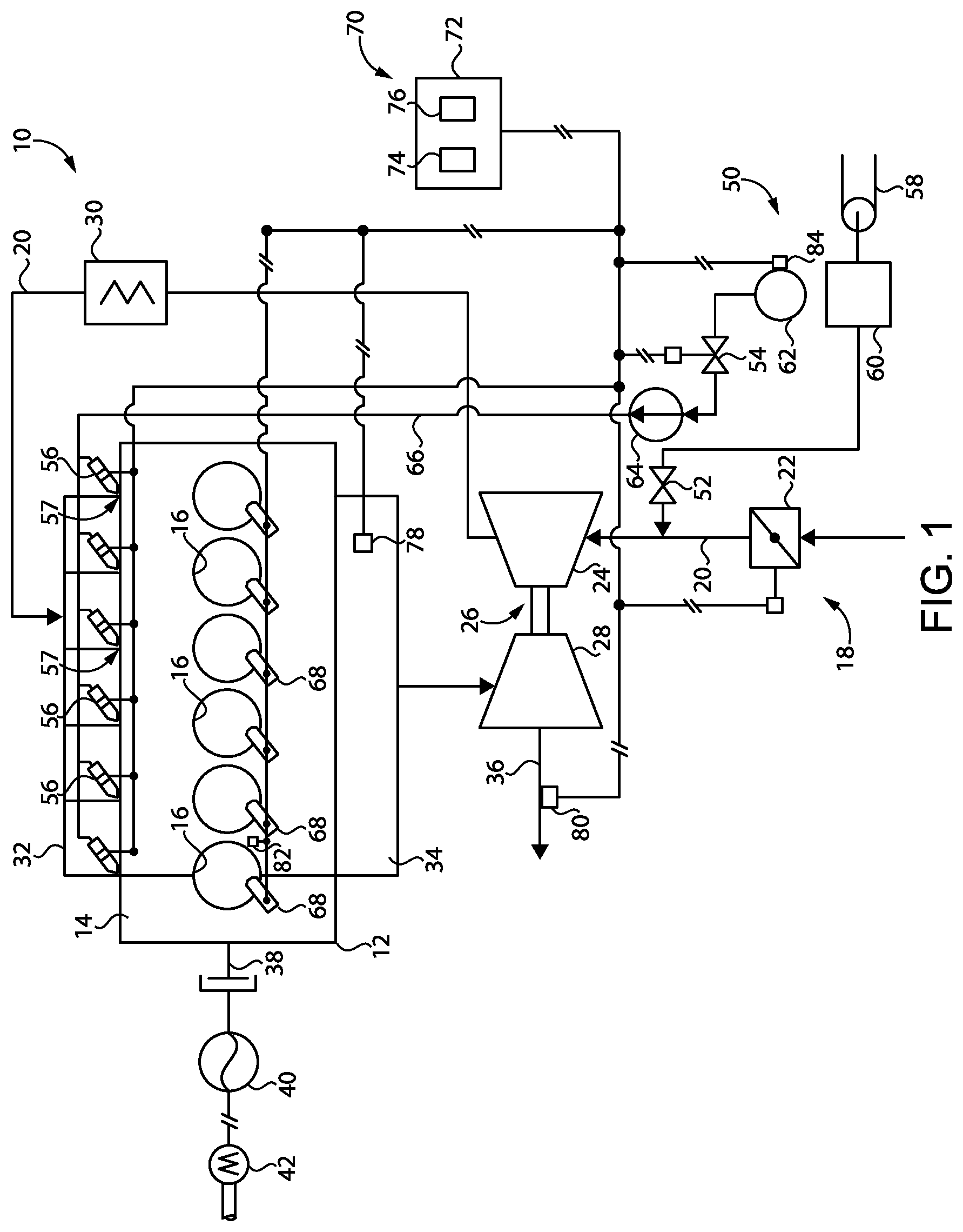 Patent US12104546 Figure 1 – Gaseous fuel engine operating strategy for improved derating performance using varied ratio fuel blend