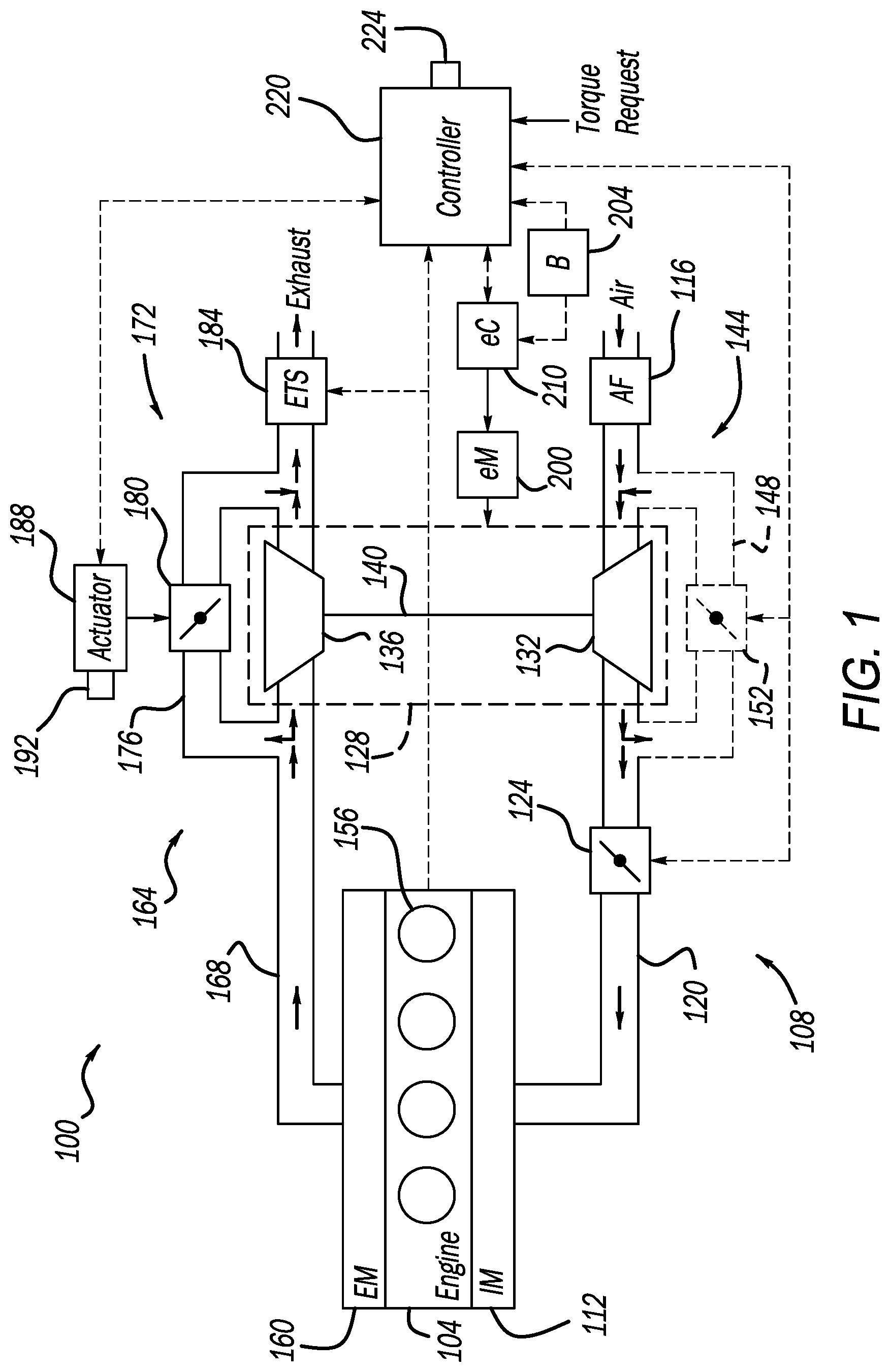 Patent US12104547 Figure 1 – Power-based electric turbocharger boost control