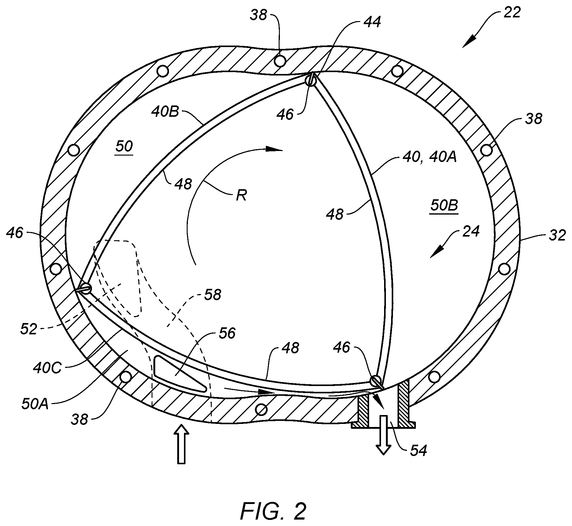 Patent US12104550 Figure 2 – Rotary engine with side housing having a side plate with a ceramic matrix composite core