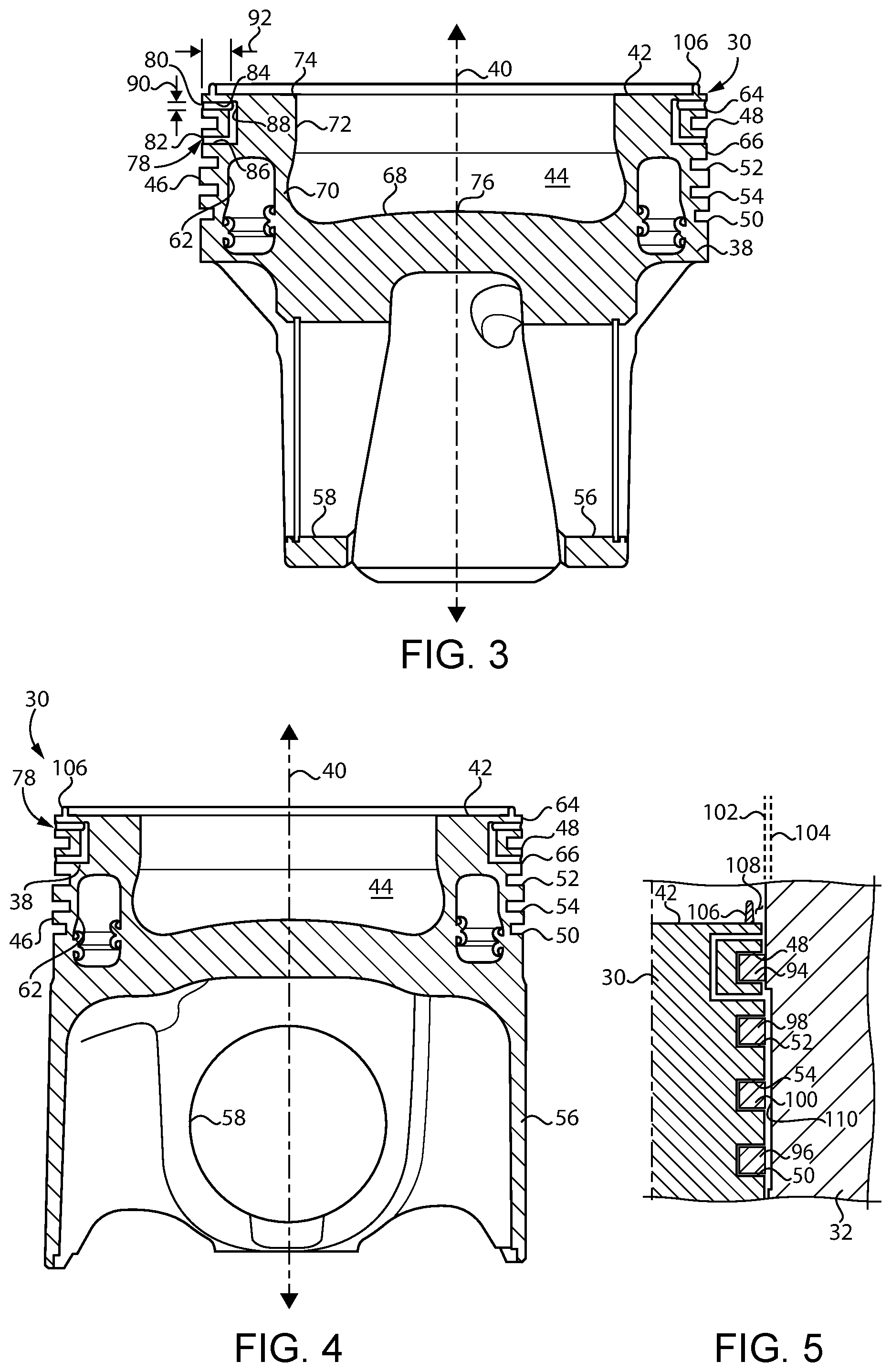 Patent US12104551 Figure 2 – Piston having baffle ring for limiting abnormal combustion and piston and cylinder liner assembly