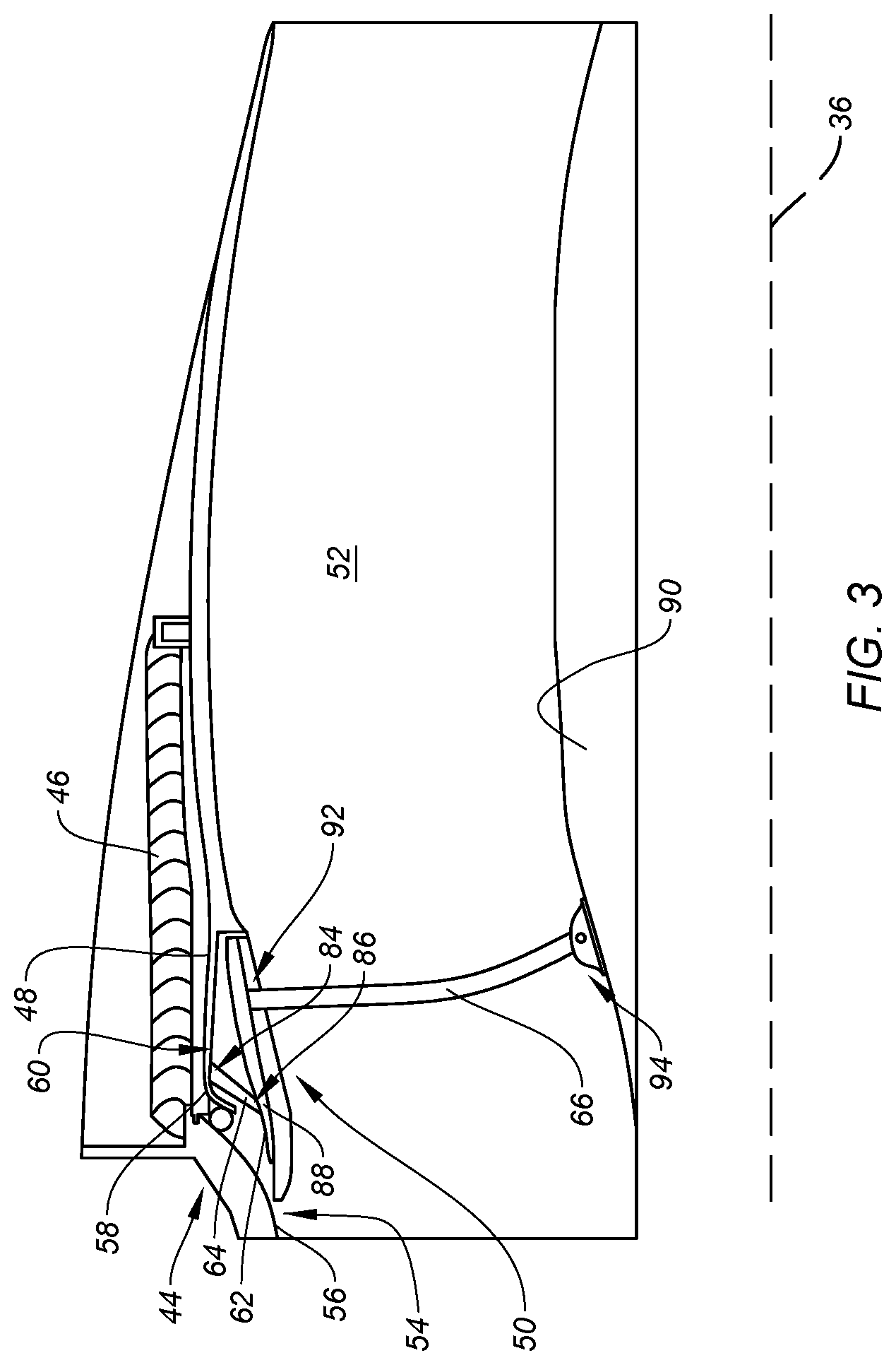 Patent US12104556 Figure 3 – Blocker door retention assembly for an aircraft propulsion system thrust reverser