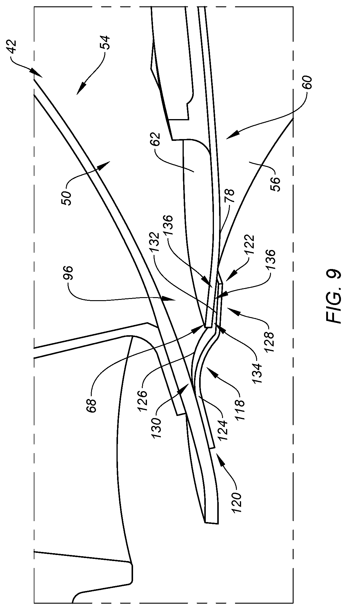 Patent US12104556 Figure 9 – Blocker door retention assembly for an aircraft propulsion system thrust reverser
