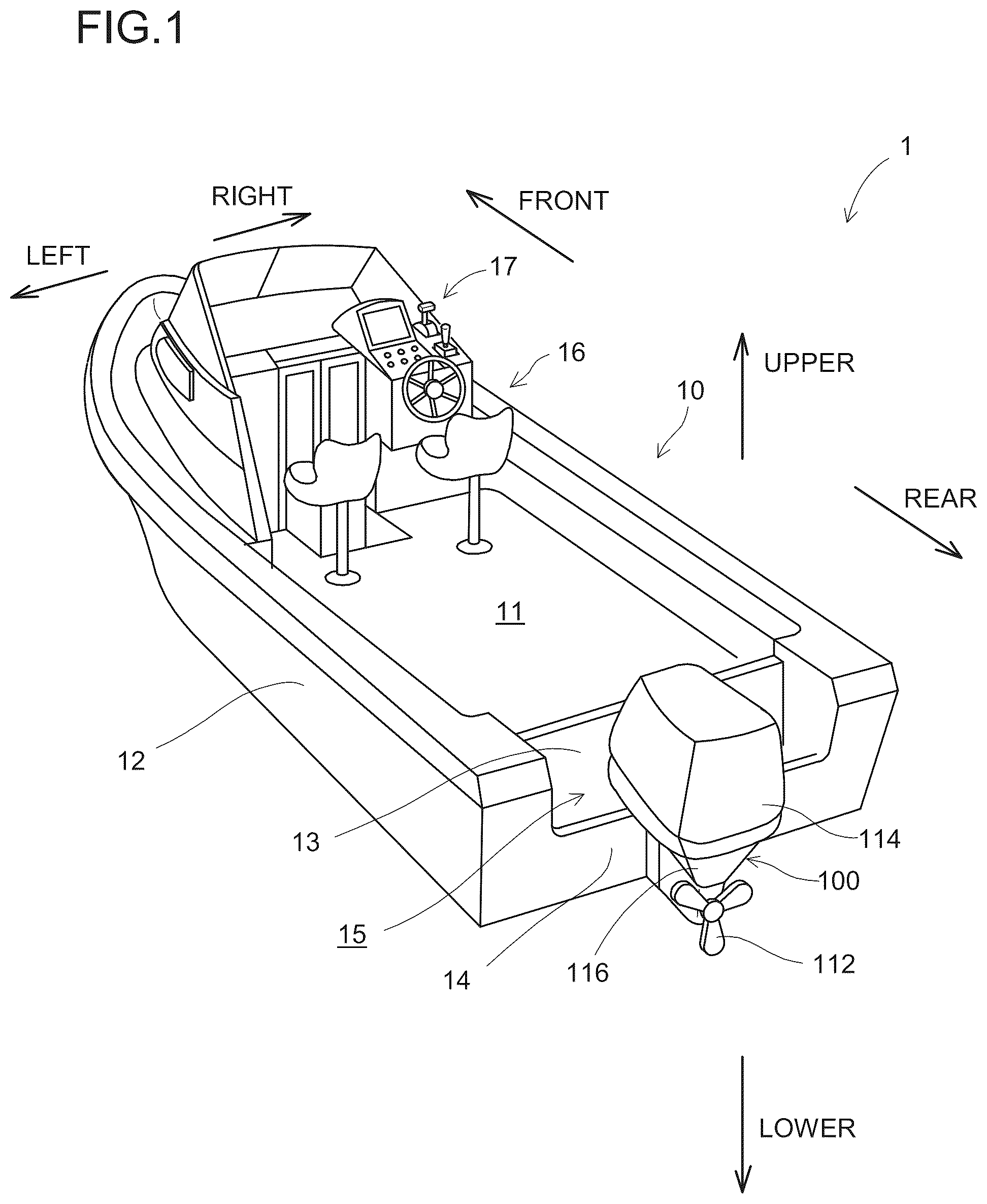 Patent US12104562 Figure 1 – Boat propulsion device