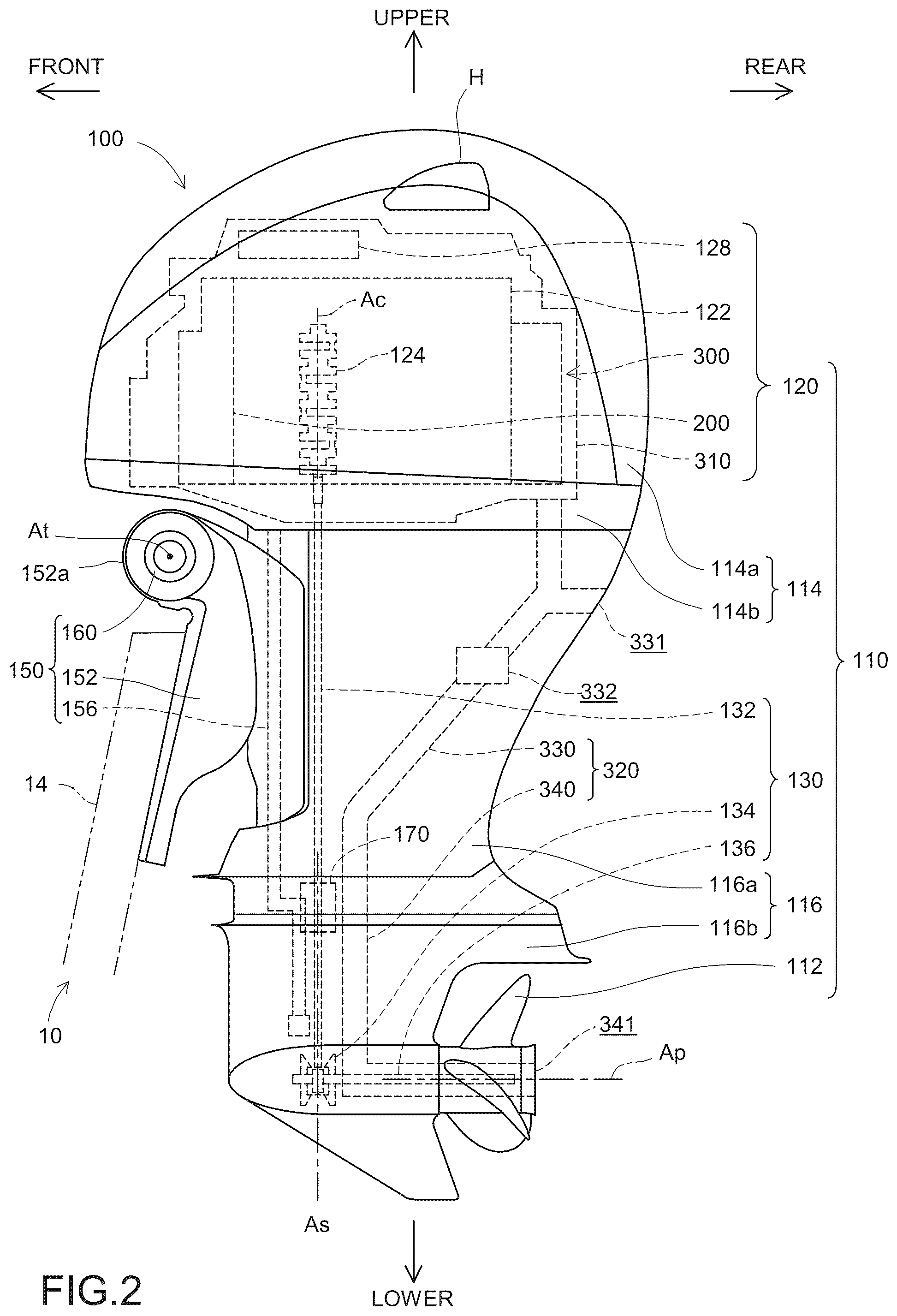 Patent US12104562 Figure 2 – Boat propulsion device