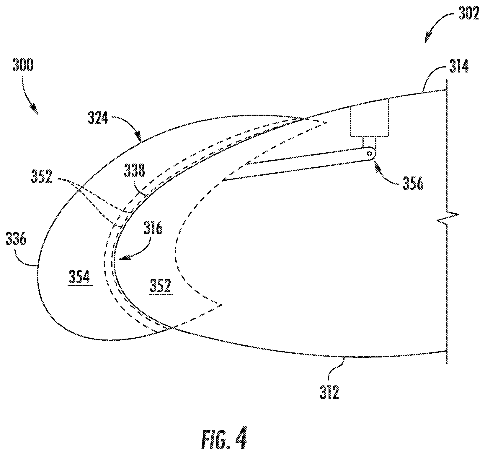 Patent US12104571 Figure 4 – Rotor blade assembly for mitigating stall-induced vibrations