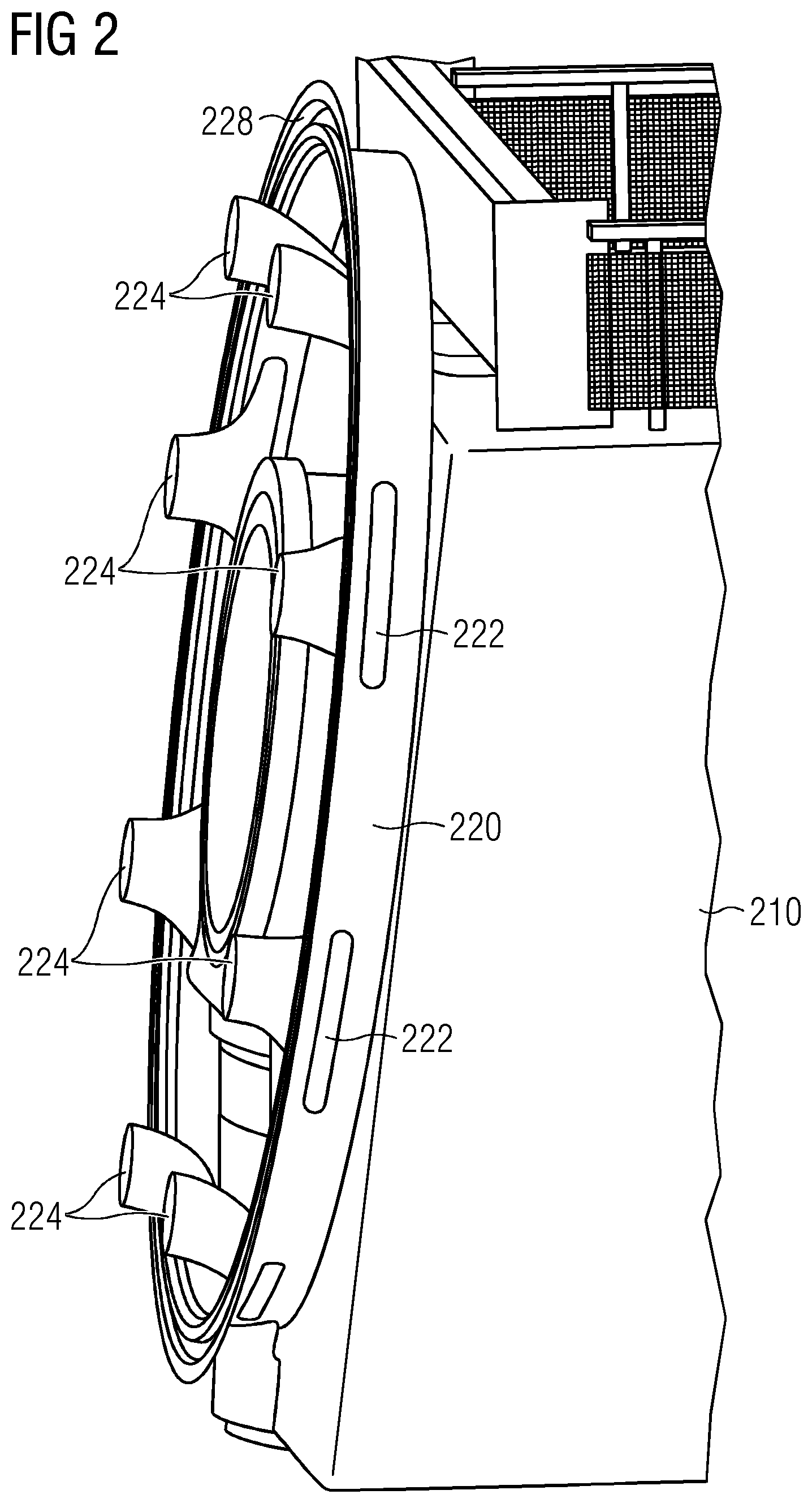 Patent US12104579 Figure 2 – Wind turbine canopy with cooling fluid outlet