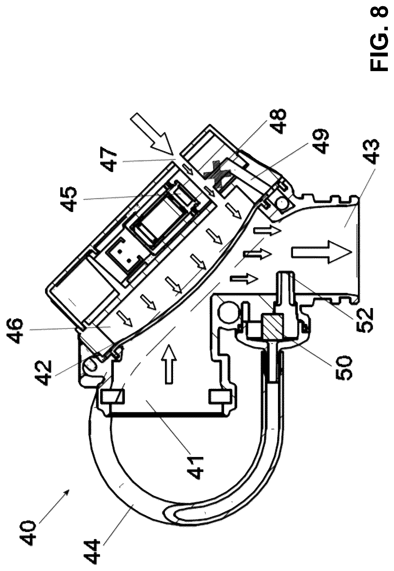Patent US12104590 Figure 8 – Valve for dental suction systems