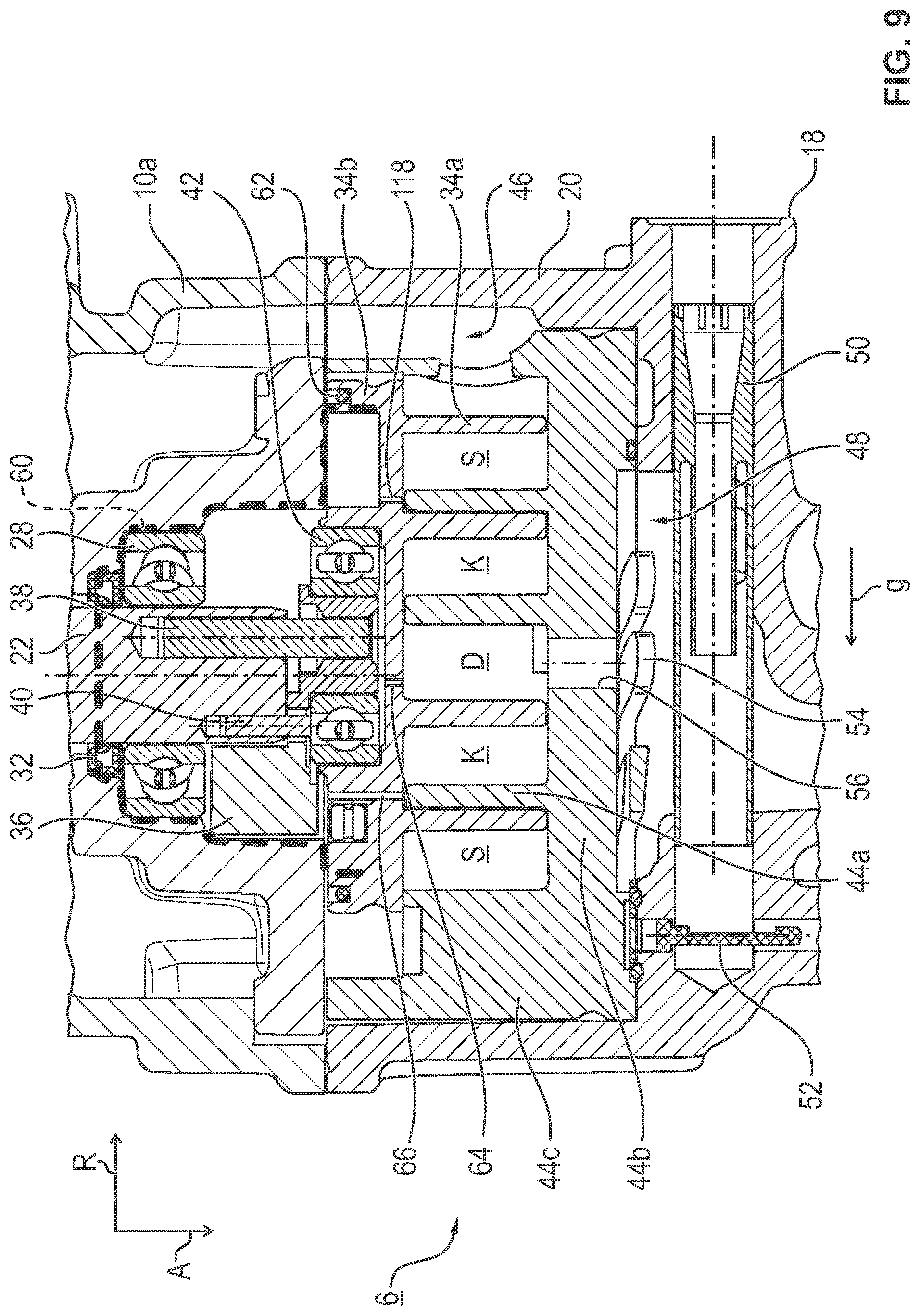 Patent US12104593 Figure 9 – Scroll compressor of an electrical refrigerant drive and electrical refrigerant drive