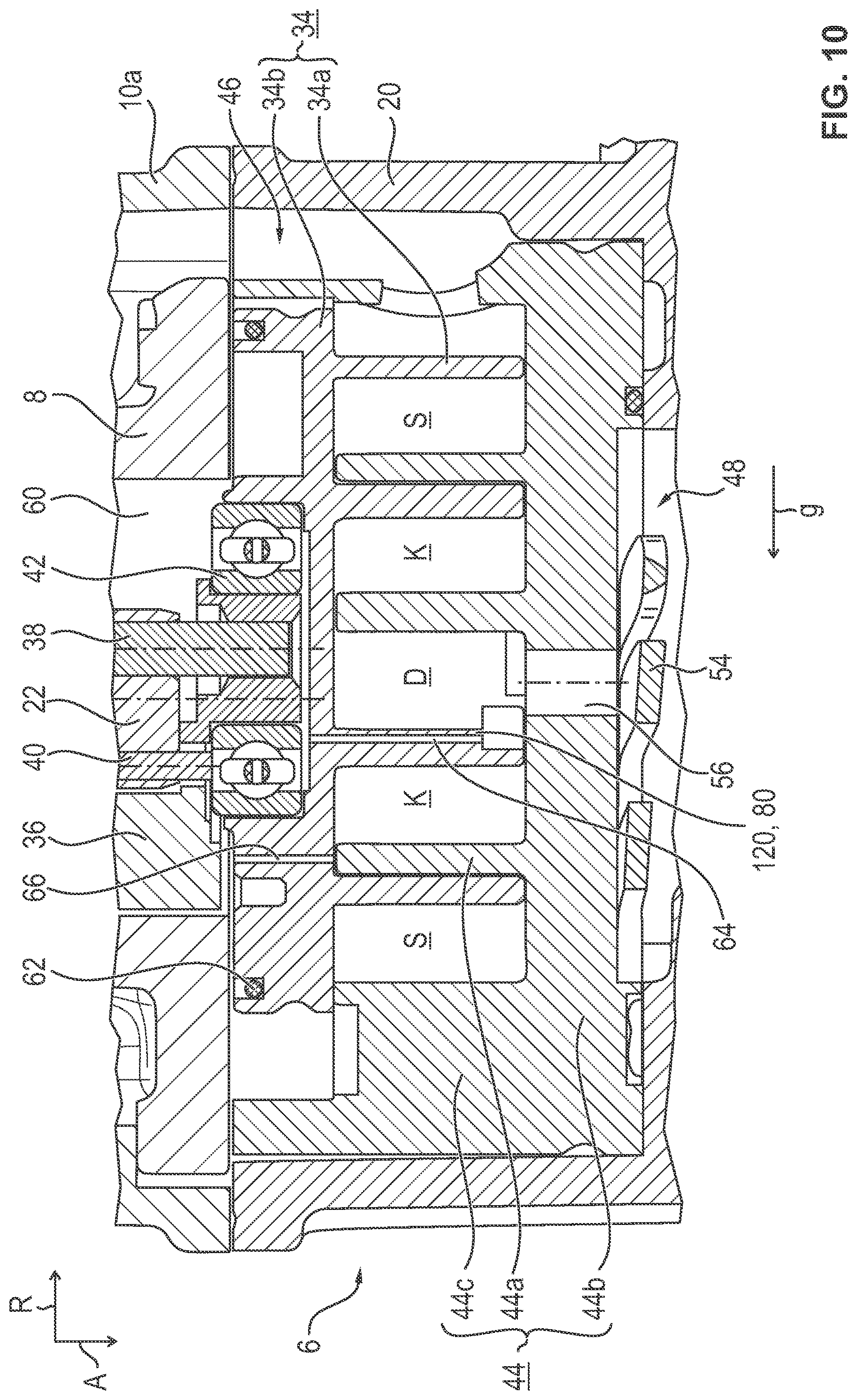 Patent US12104593 Figure 10 – Scroll compressor of an electrical refrigerant drive and electrical refrigerant drive