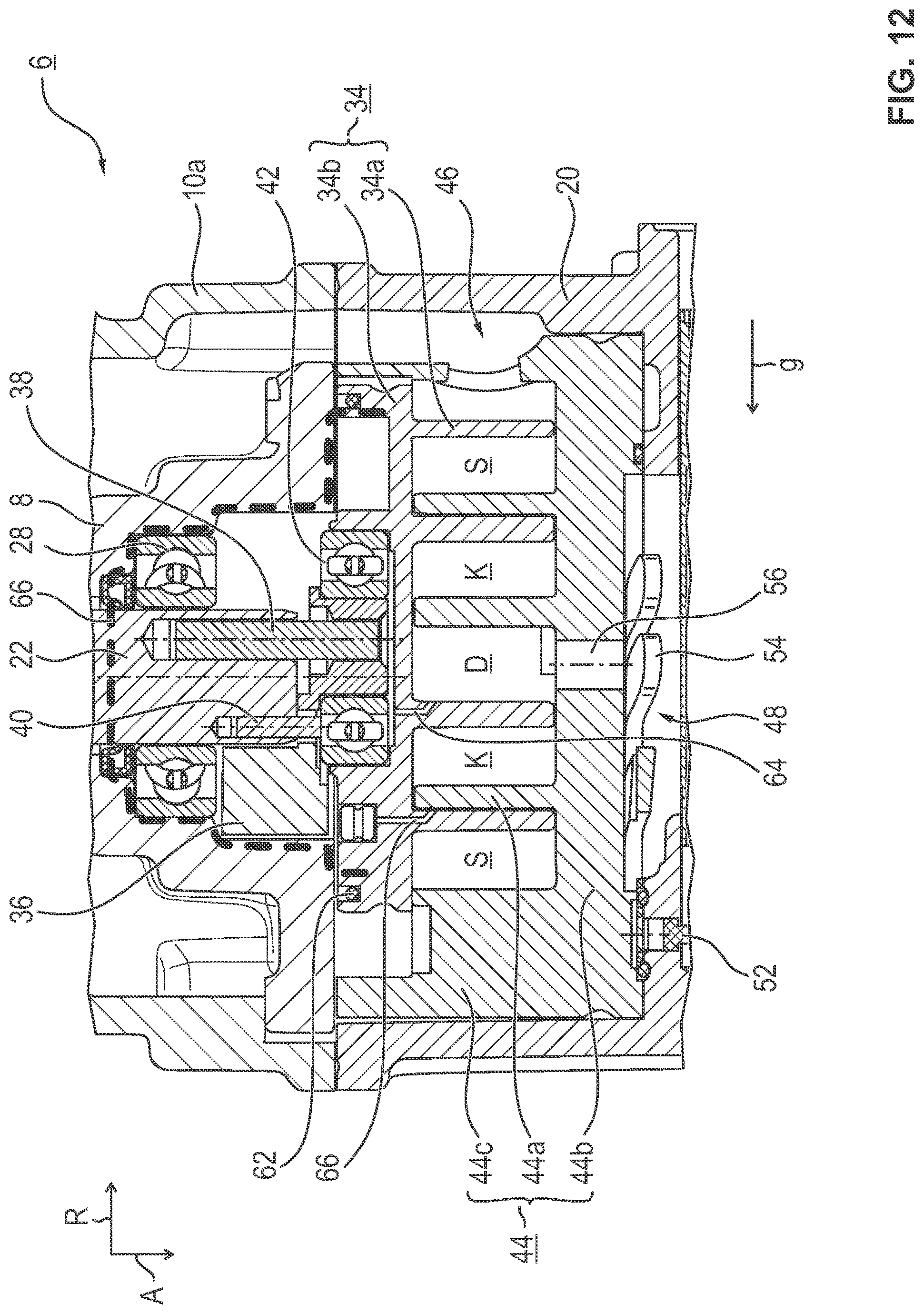 Patent US12104593 Figure 12 – Scroll compressor of an electrical refrigerant drive and electrical refrigerant drive