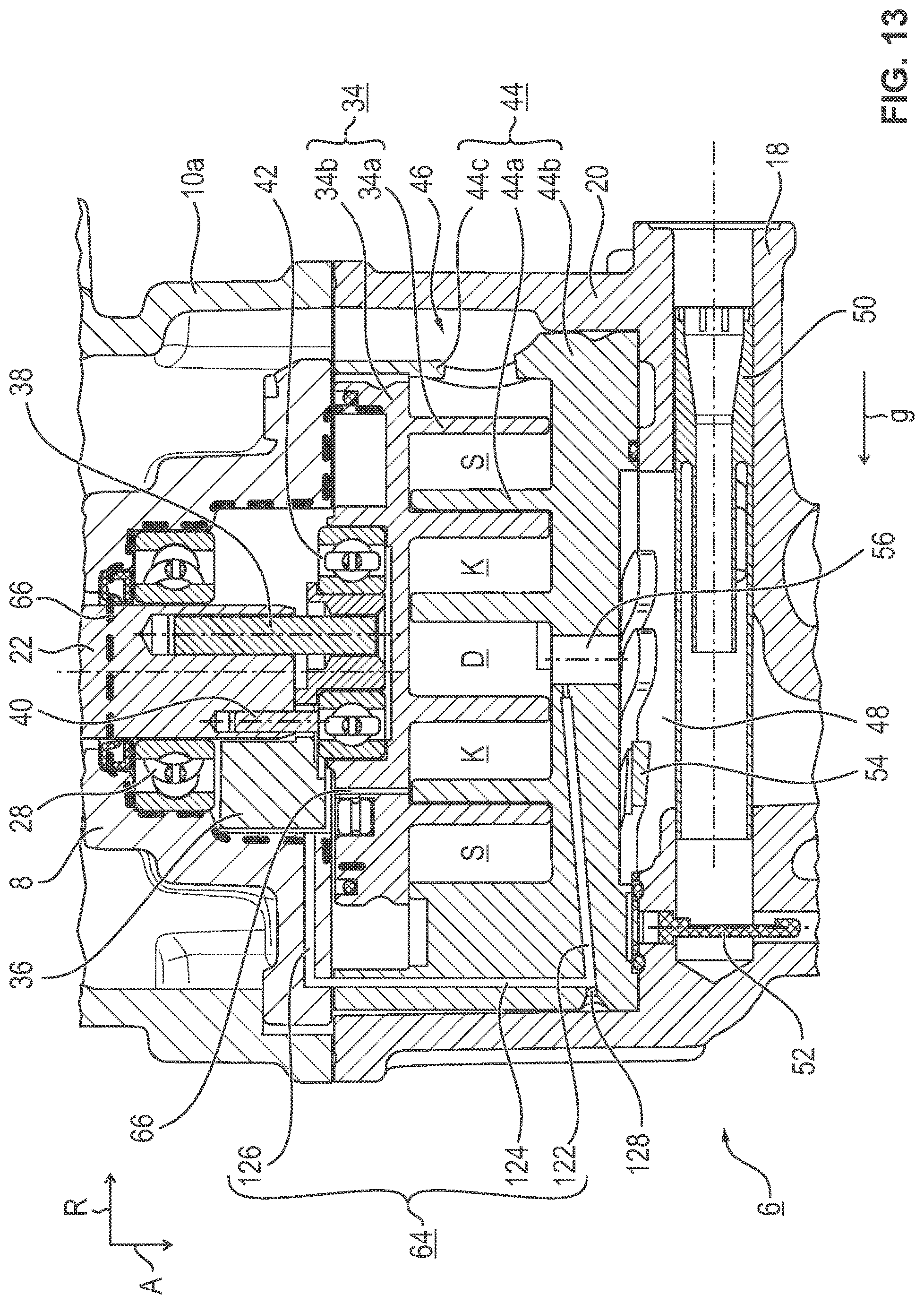 Patent US12104593 Figure 13 – Scroll compressor of an electrical refrigerant drive and electrical refrigerant drive