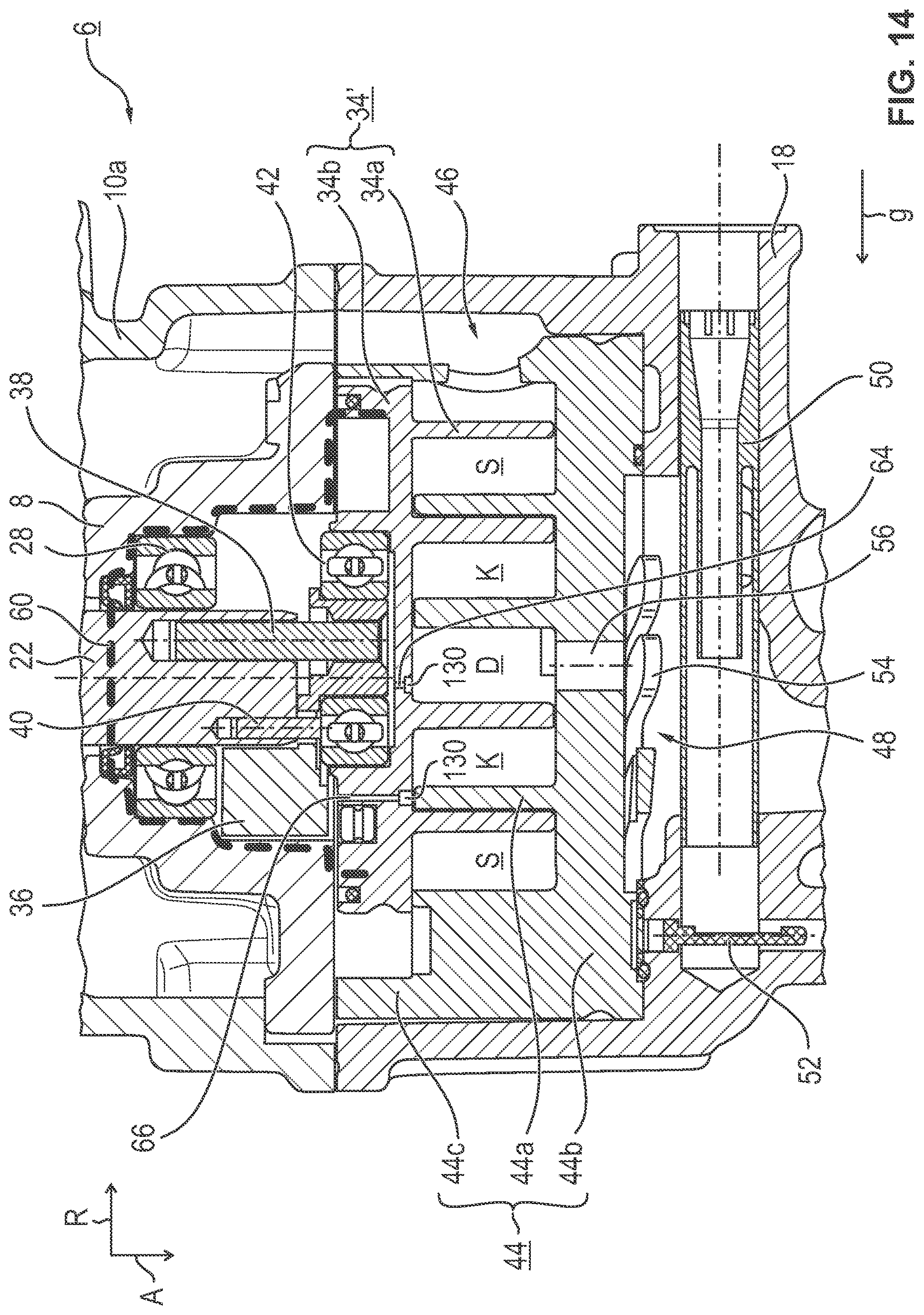 Patent US12104593 Figure 14 – Scroll compressor of an electrical refrigerant drive and electrical refrigerant drive
