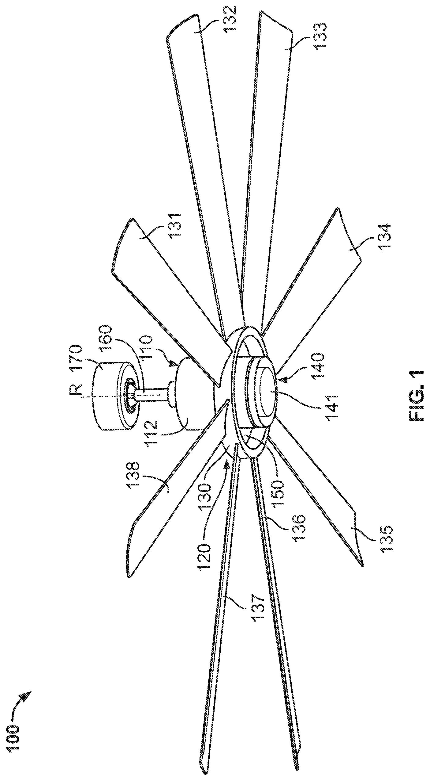 Patent US12104607 — Fan with a translucent blade support — Figure 1