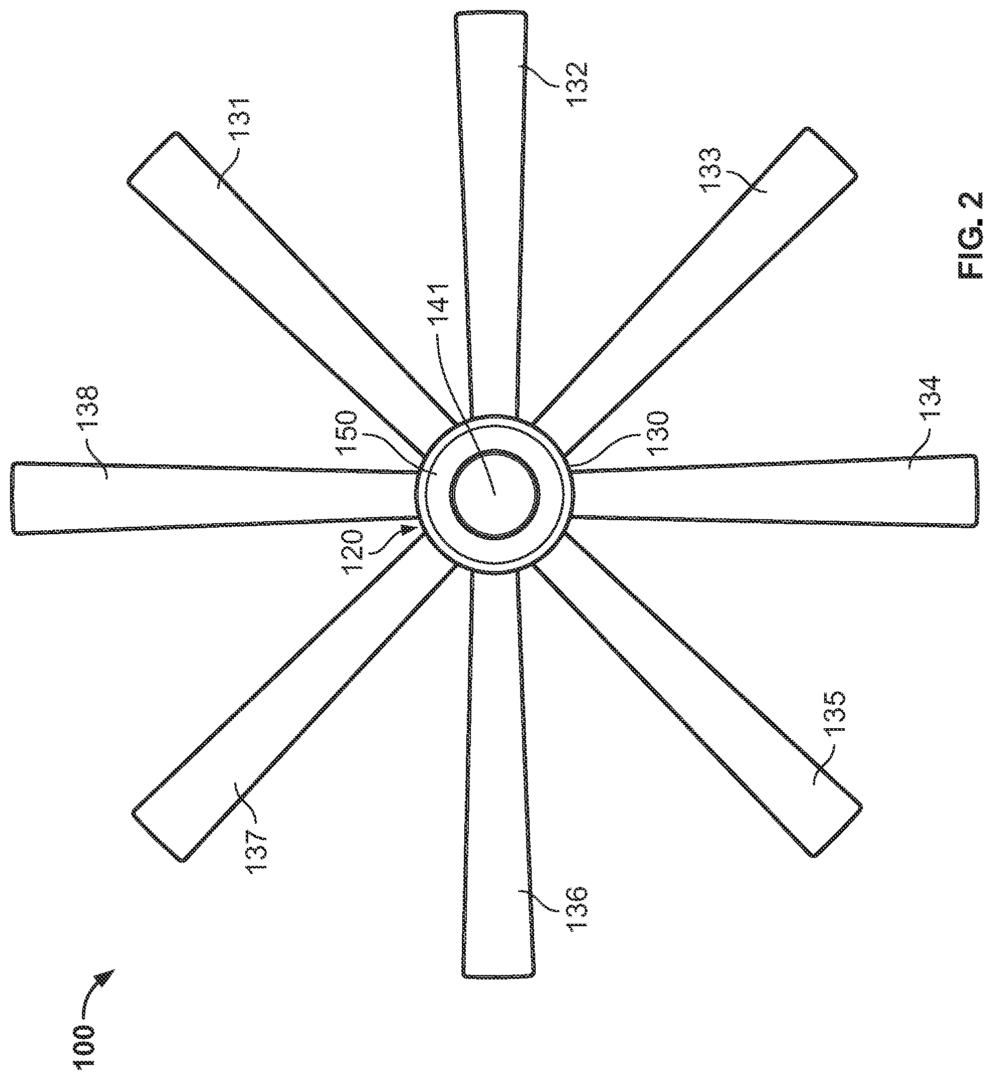 Patent US12104607 Figure 2 – Fan with a translucent blade support