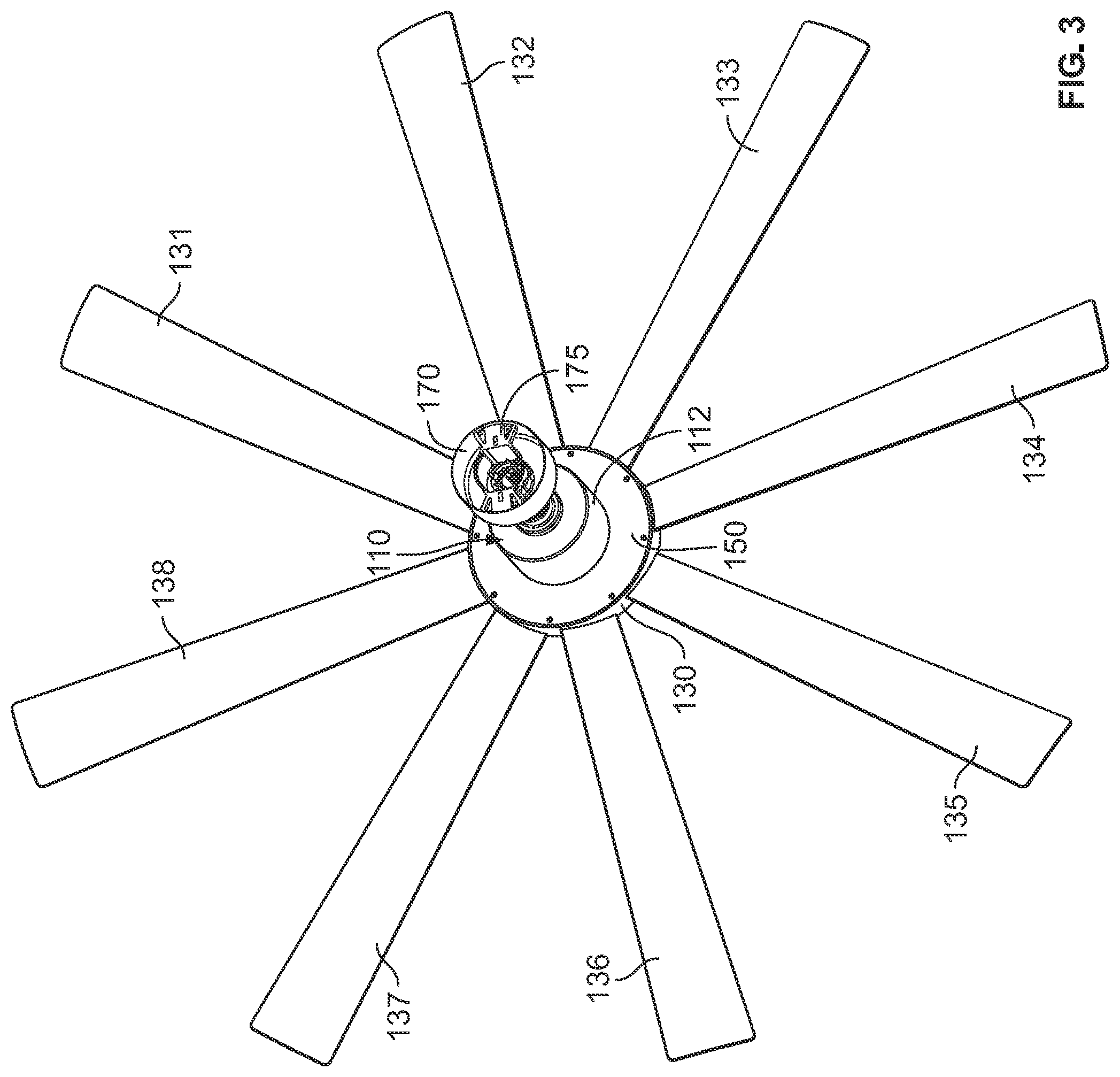 Patent US12104607 Figure 3 – Fan with a translucent blade support