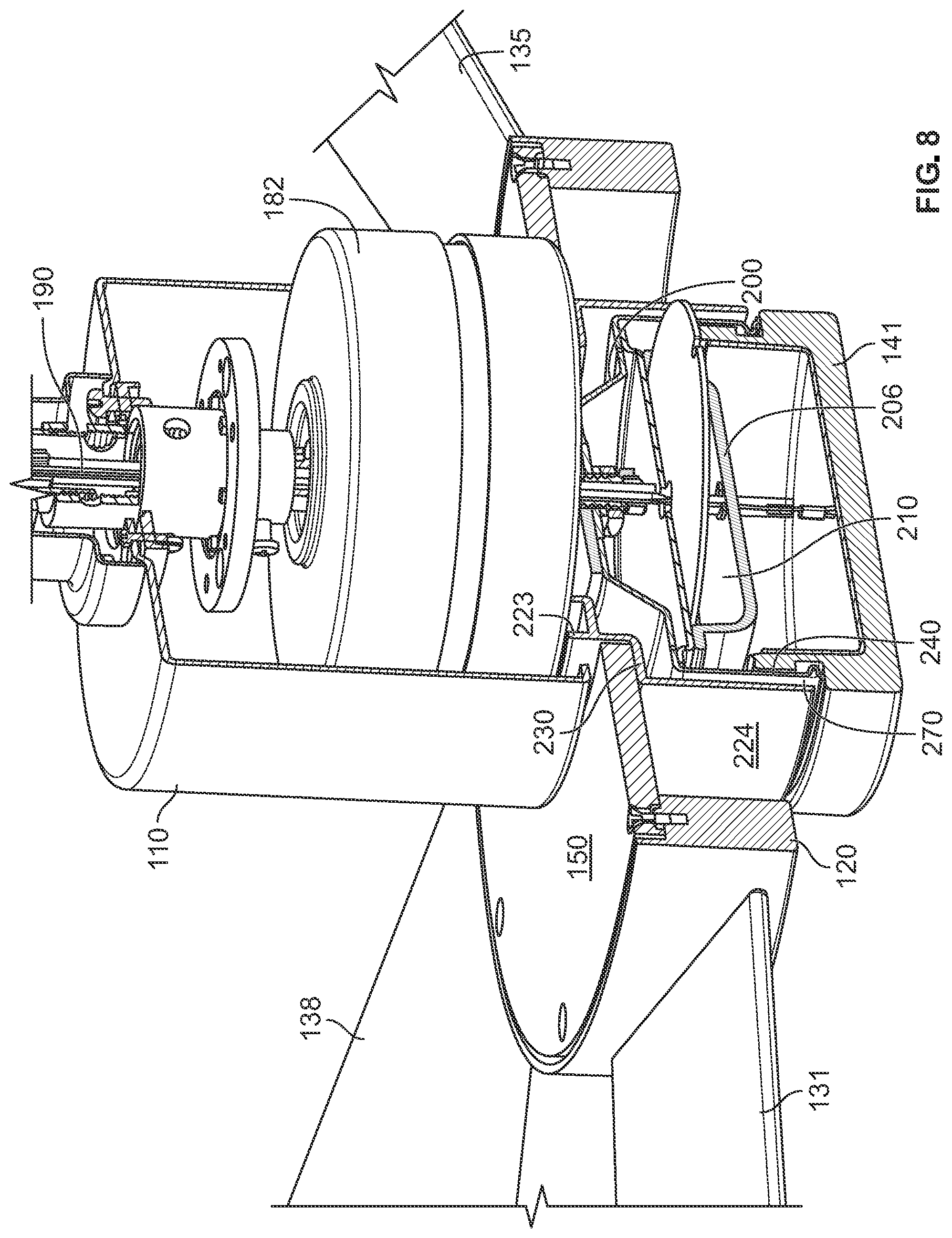 Patent US12104607 Figure 8 – Fan with a translucent blade support