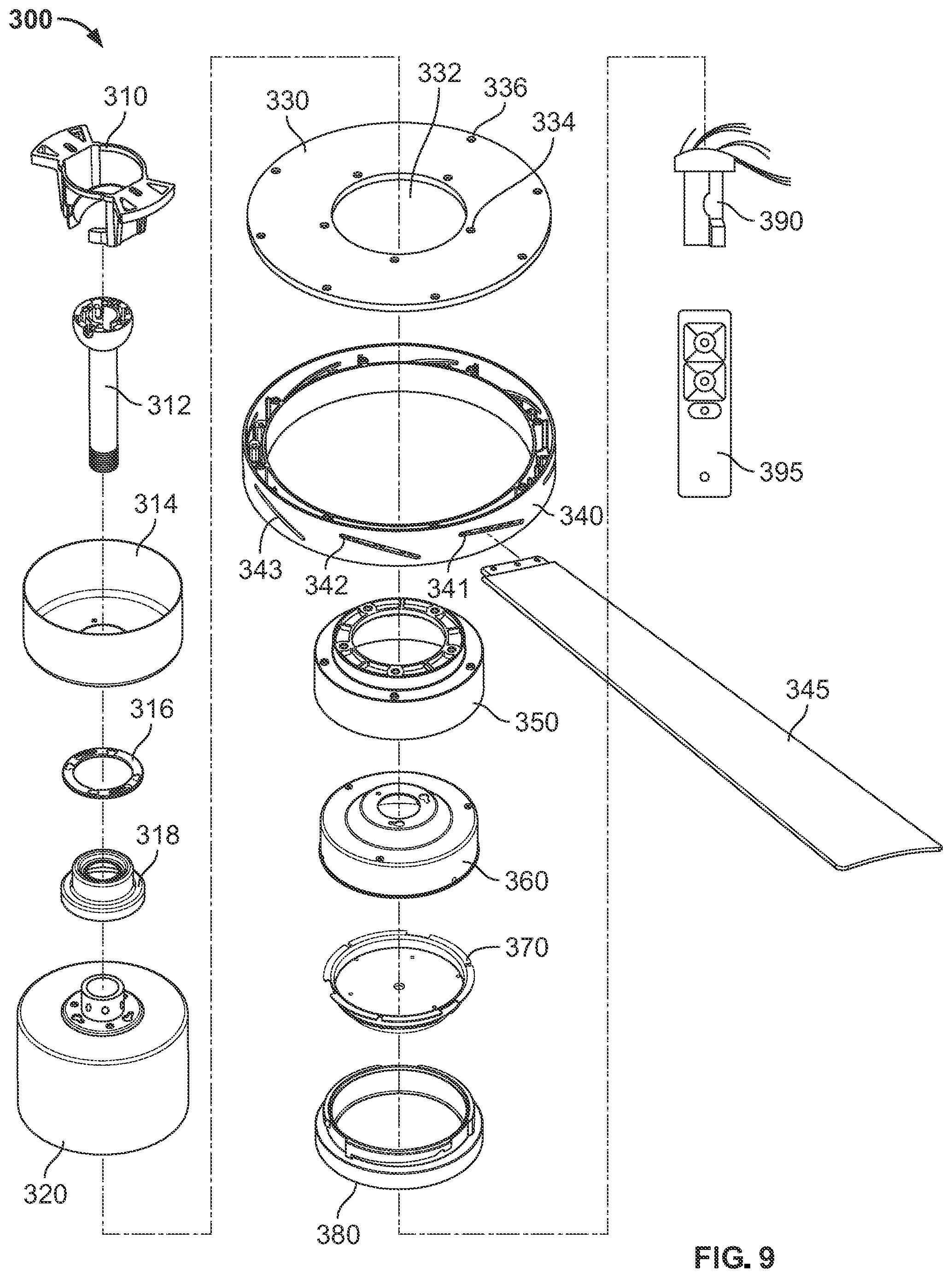 Patent US12104607 Figure 9 – Fan with a translucent blade support