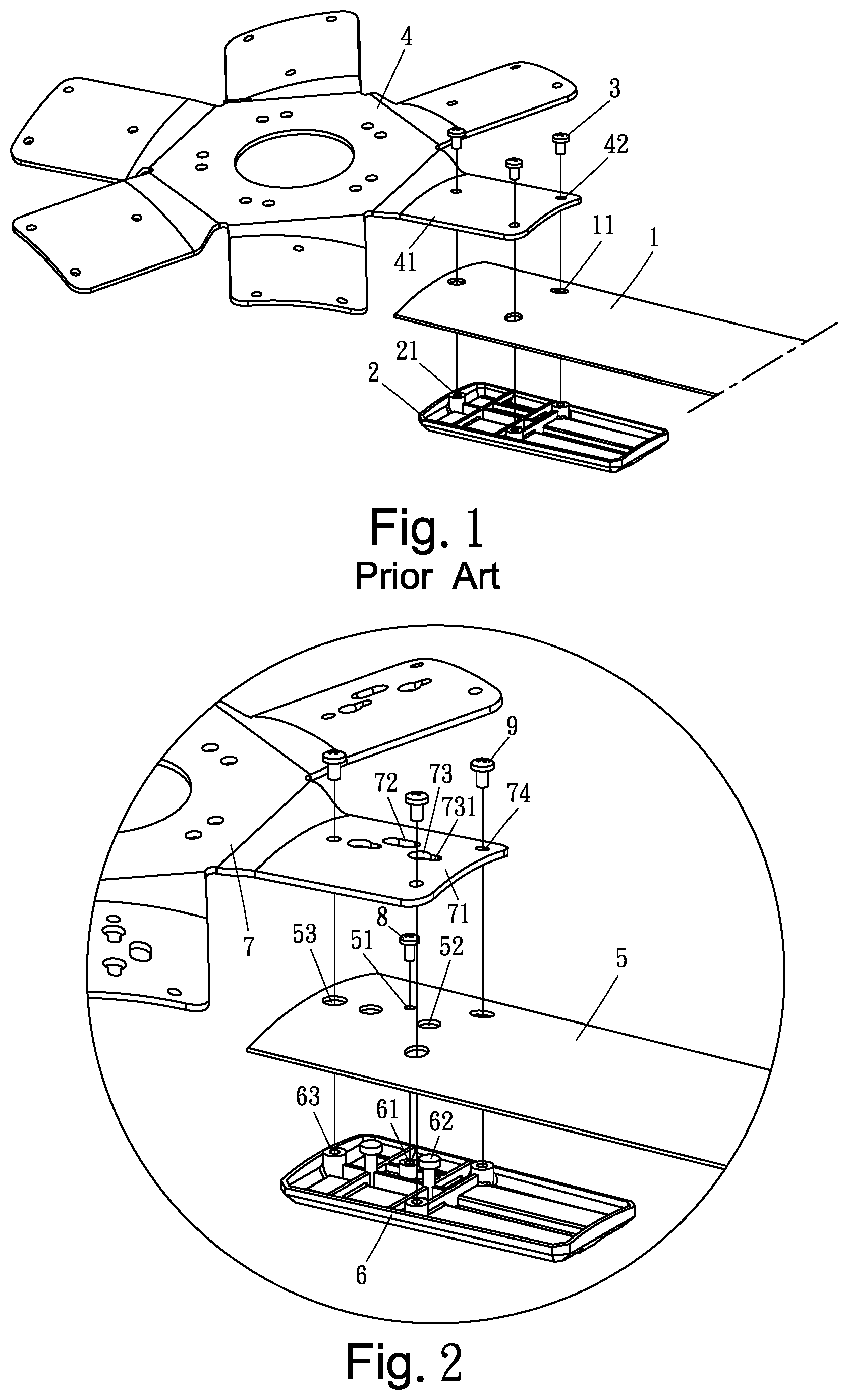 Patent US12104614 Figure 1 – Quick installation ceiling fan blades